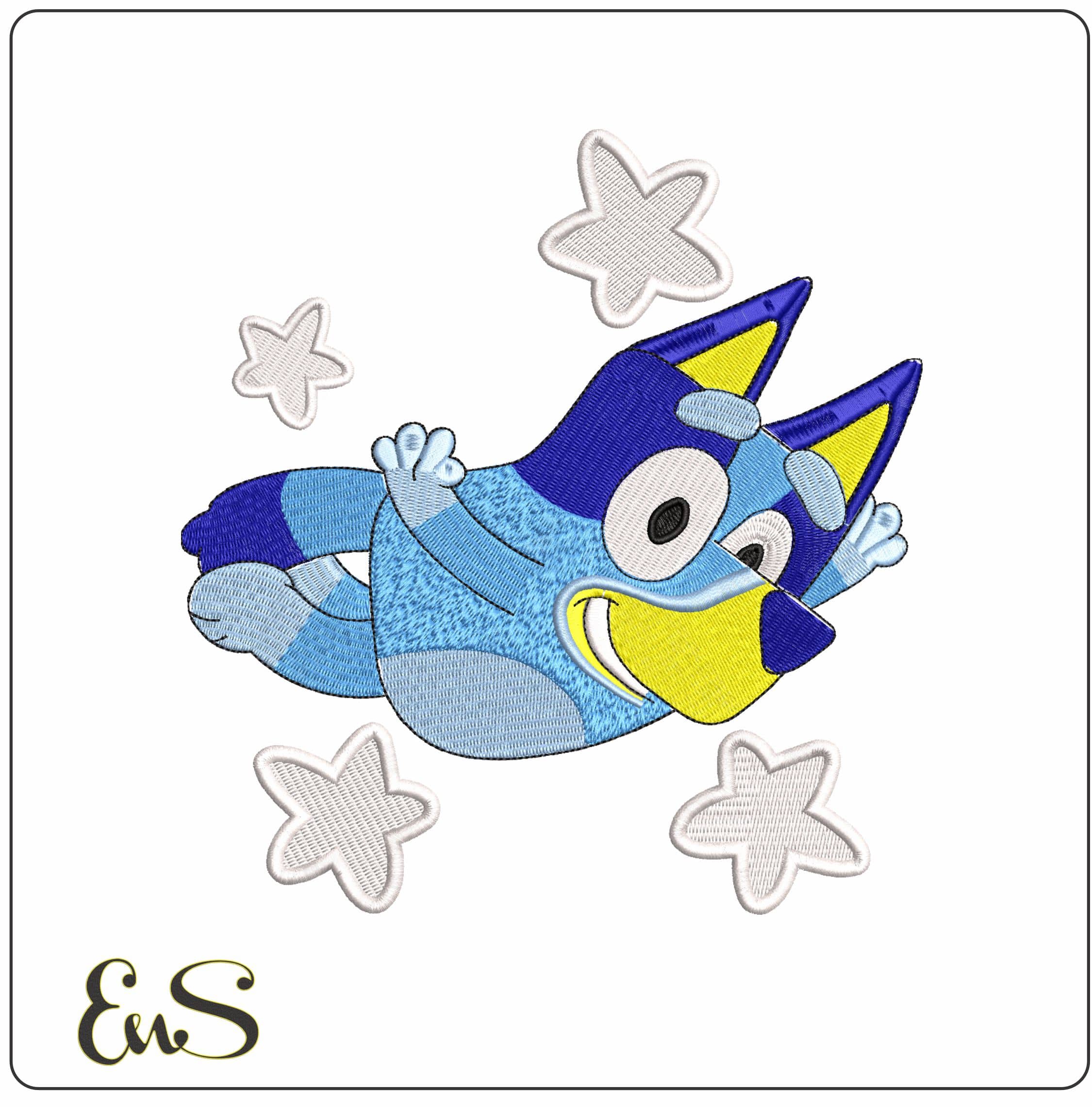 Bluey Flying- Elegant embroidery design file - instant download