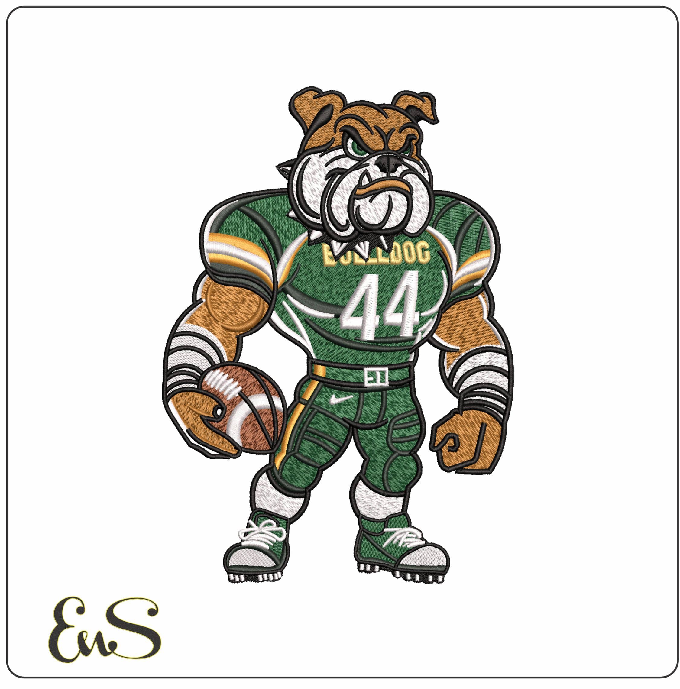 Bulldog Football- Elegant embroidery design file - instant download