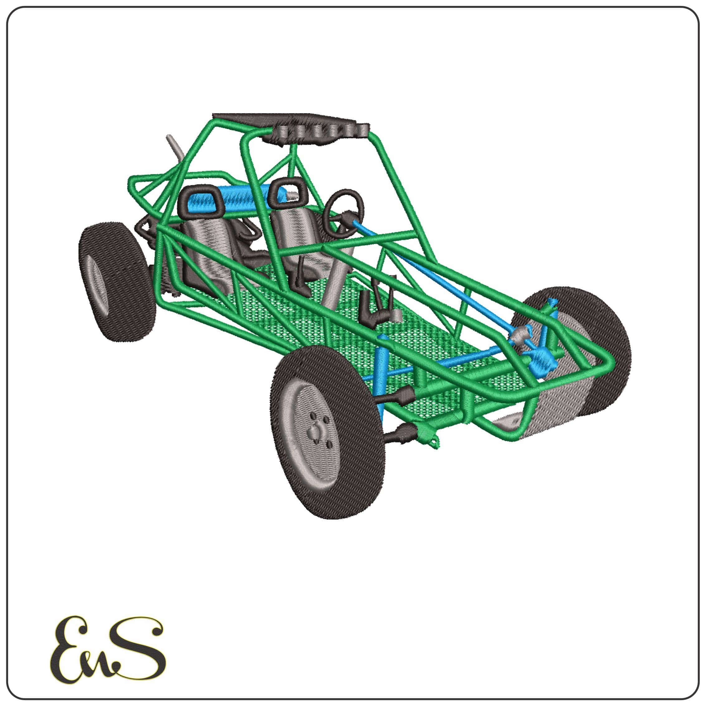 Caged Dune Buggy- Elegant embroidery design file - instant download