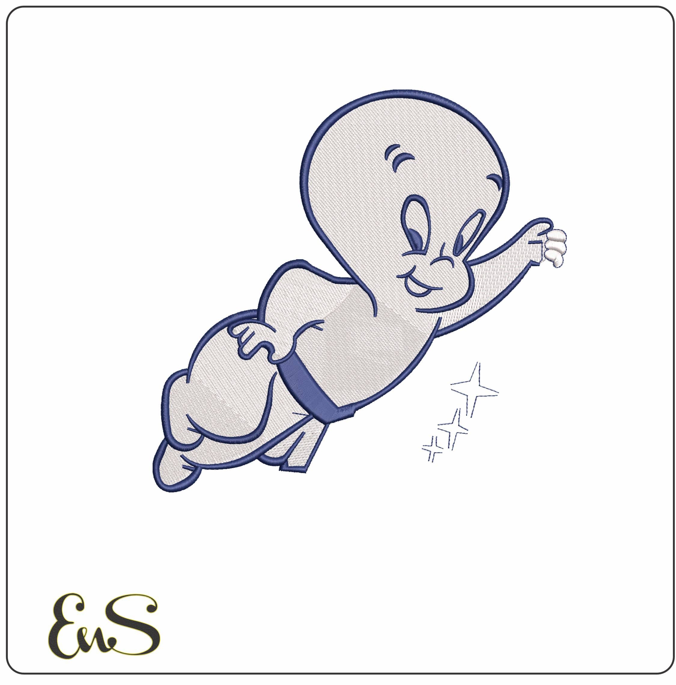 Casper the Friendly Ghost No Name- Elegant embroidery design file - instant download