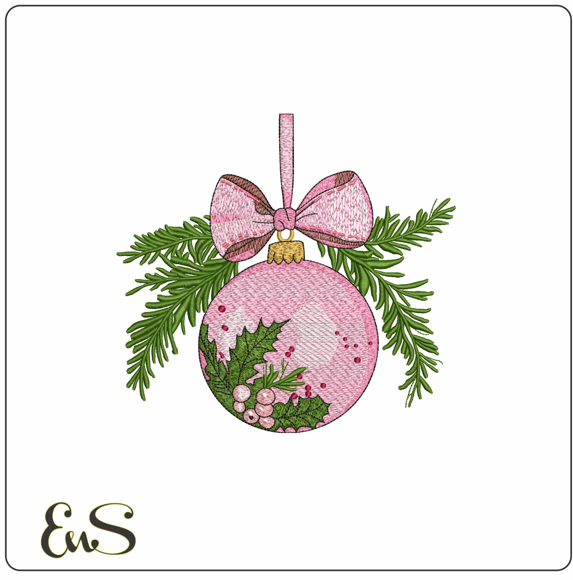 Christmas Bauble Firs- Elegant embroidery design file - instant download