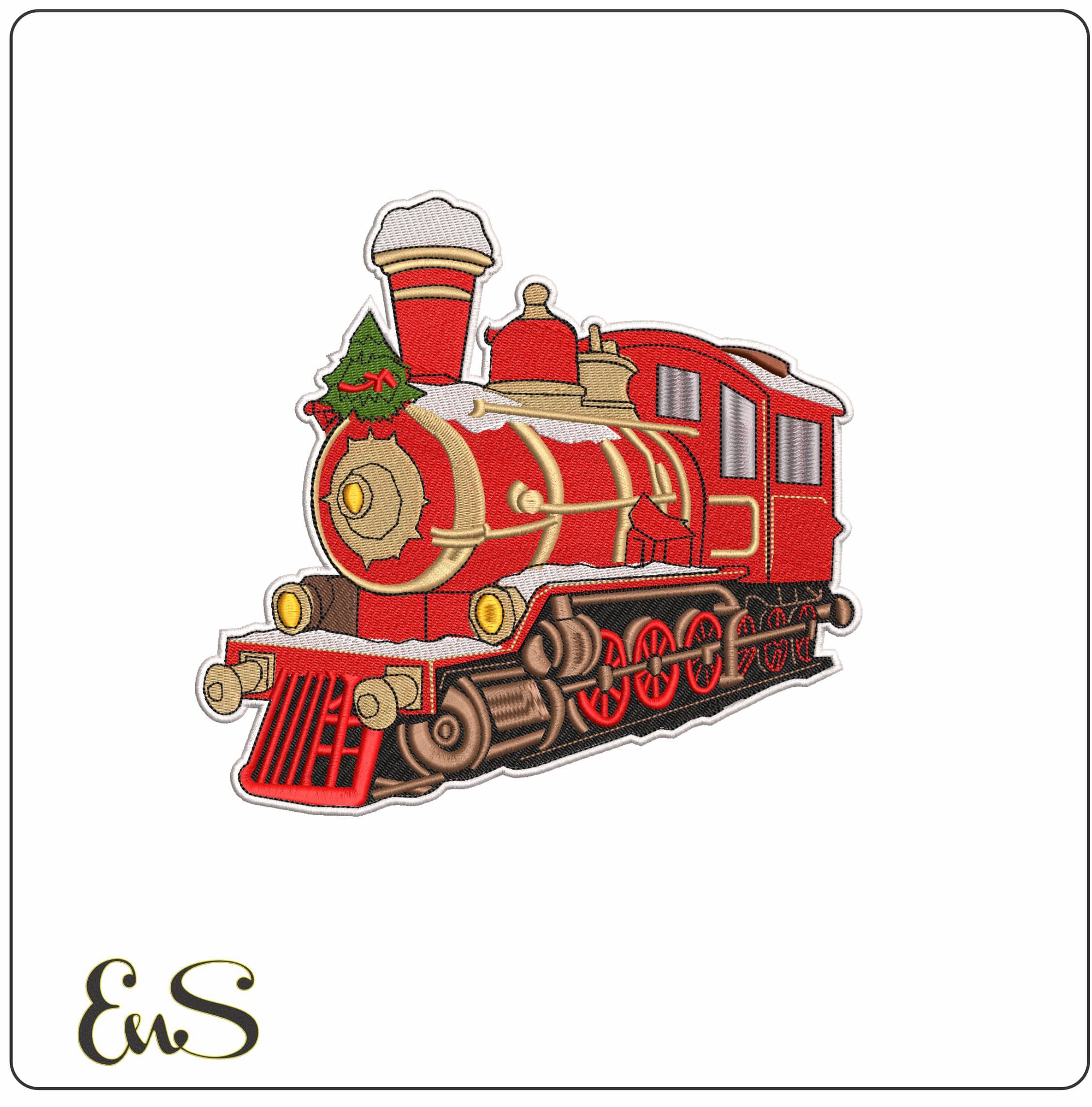 Christmas Steam Train- Elegant embroidery design file - instant download