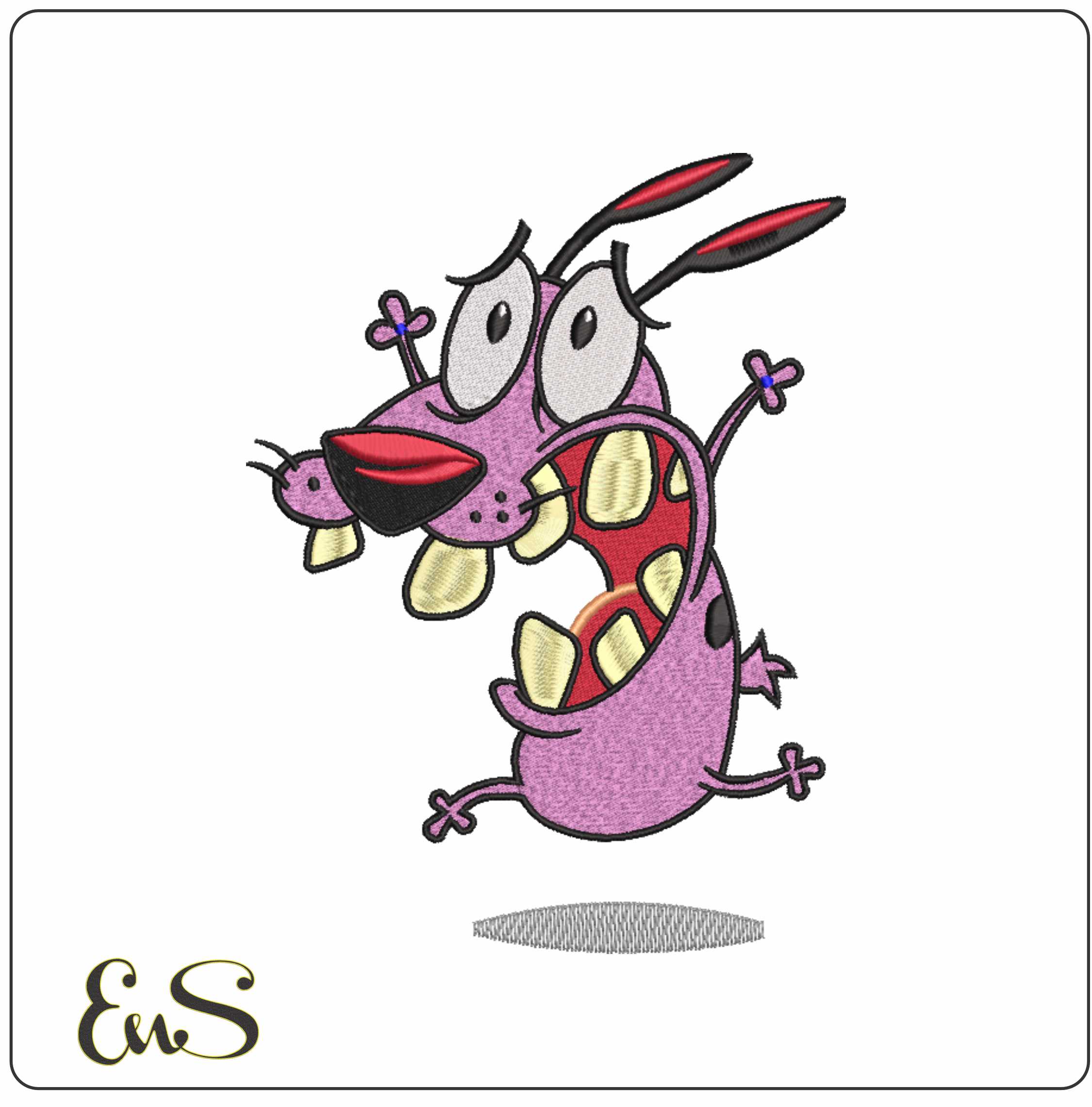 Courage the Cowardly Dog - Elegant embroidery design file - instant download