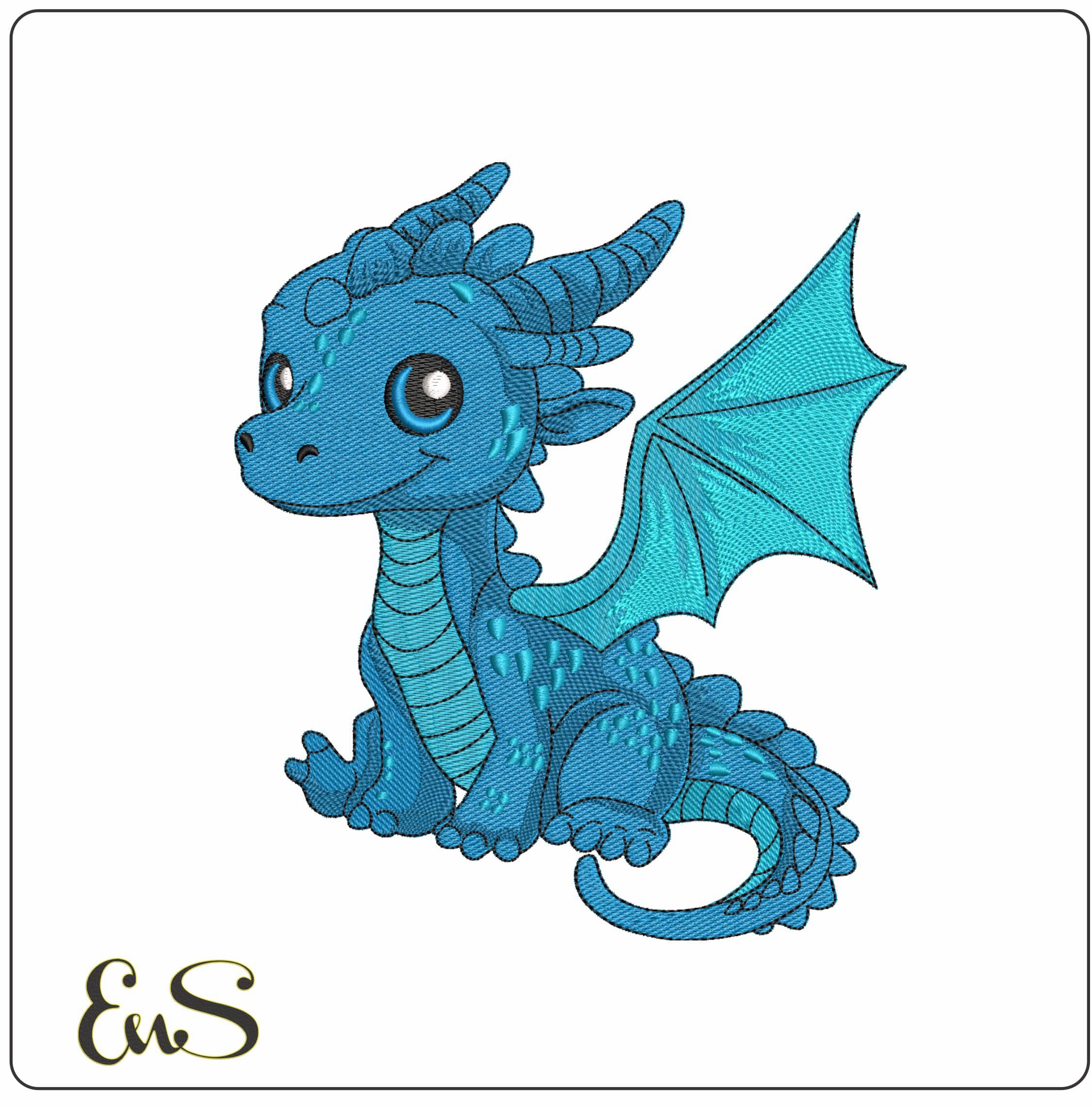 Cute Baby Dragon - Elegant embroidery design file - instant download