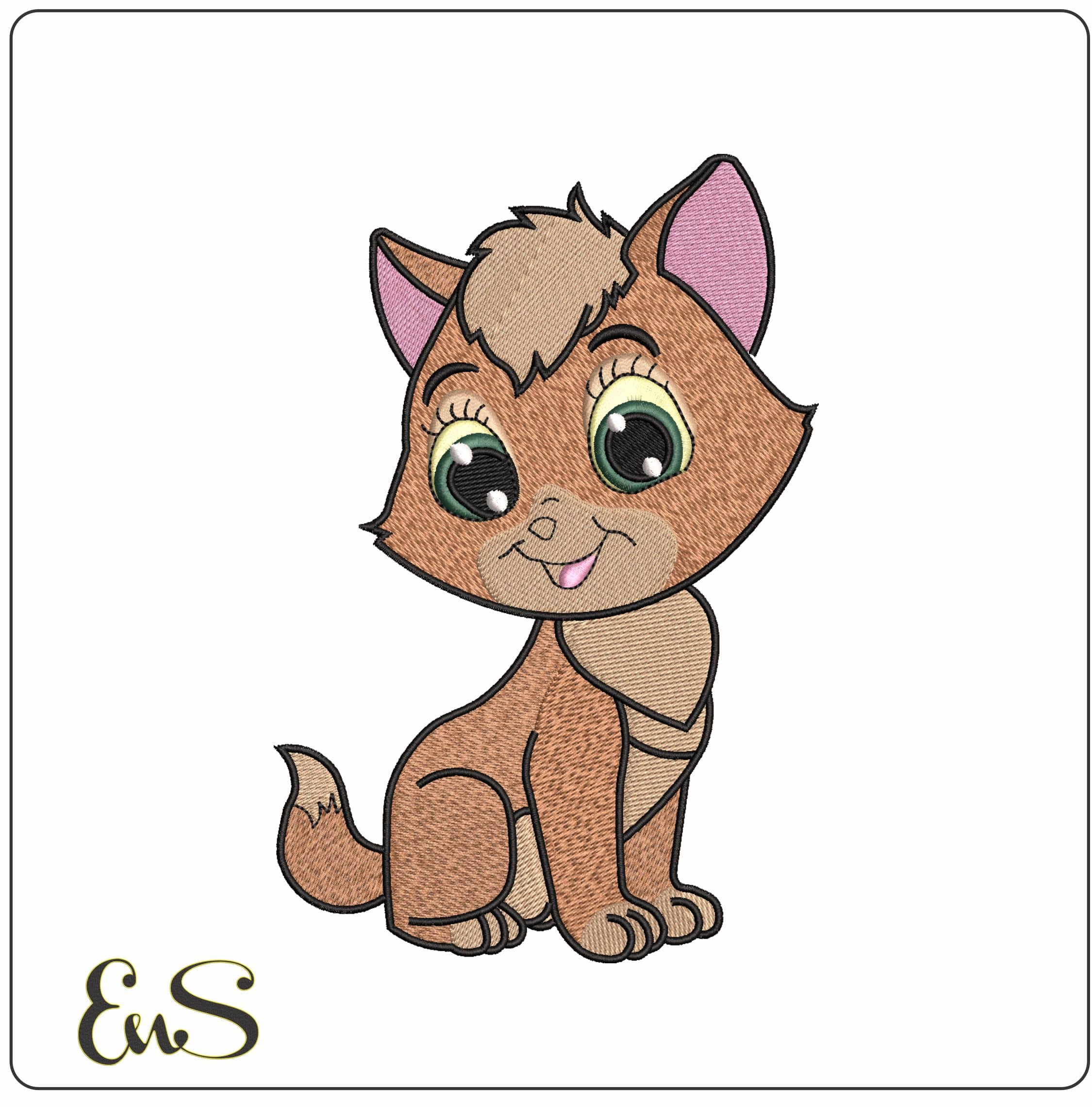 Cute Cat - Elegant embroidery design file - instant download