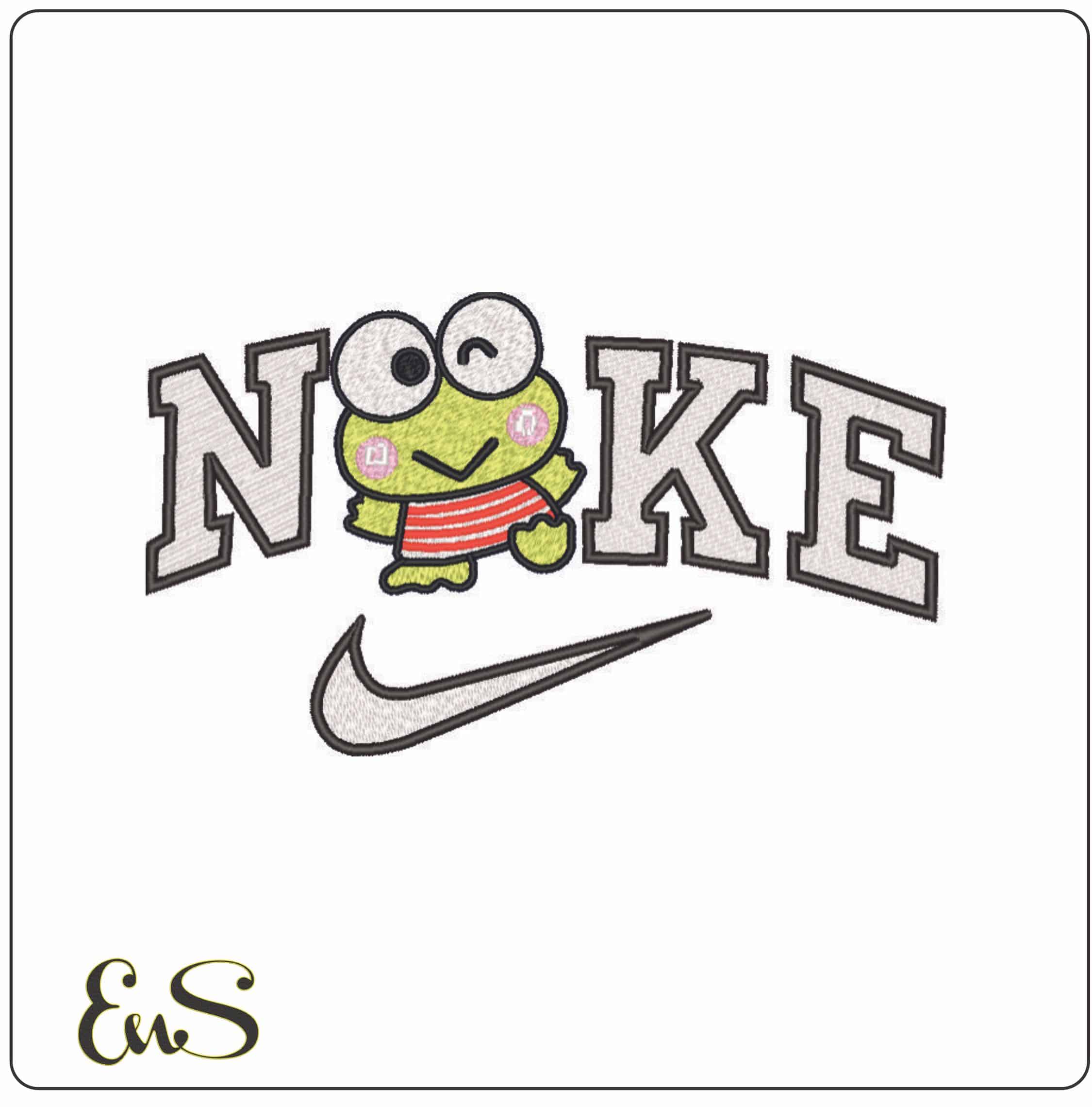 Nike Keroppi Wave Hello Kitty - Elegant embroidery design file - instant download