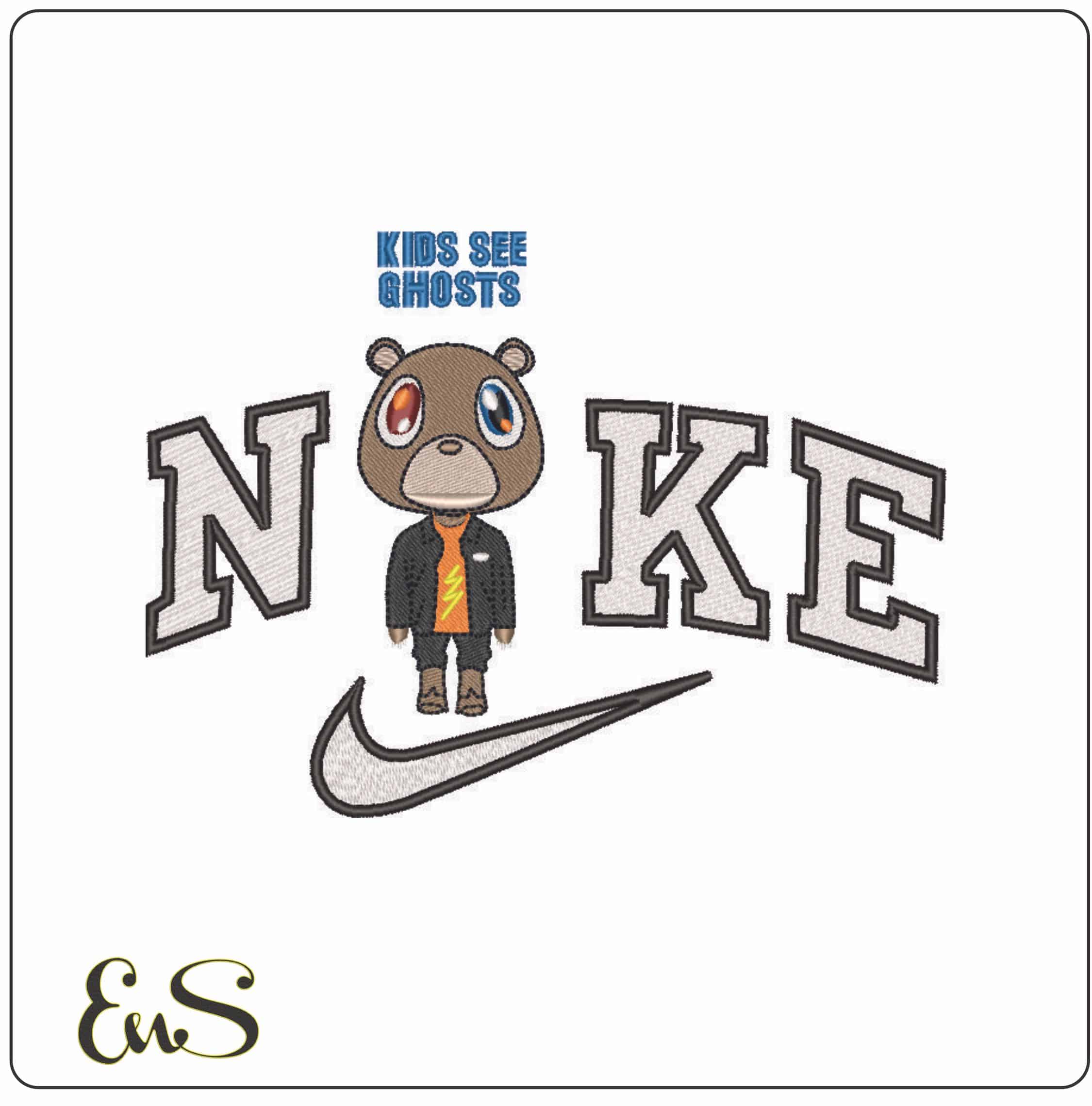 Nike Kids See Ghosts Kanye West Yeeze Designs - Elegant embroidery design file - instant download