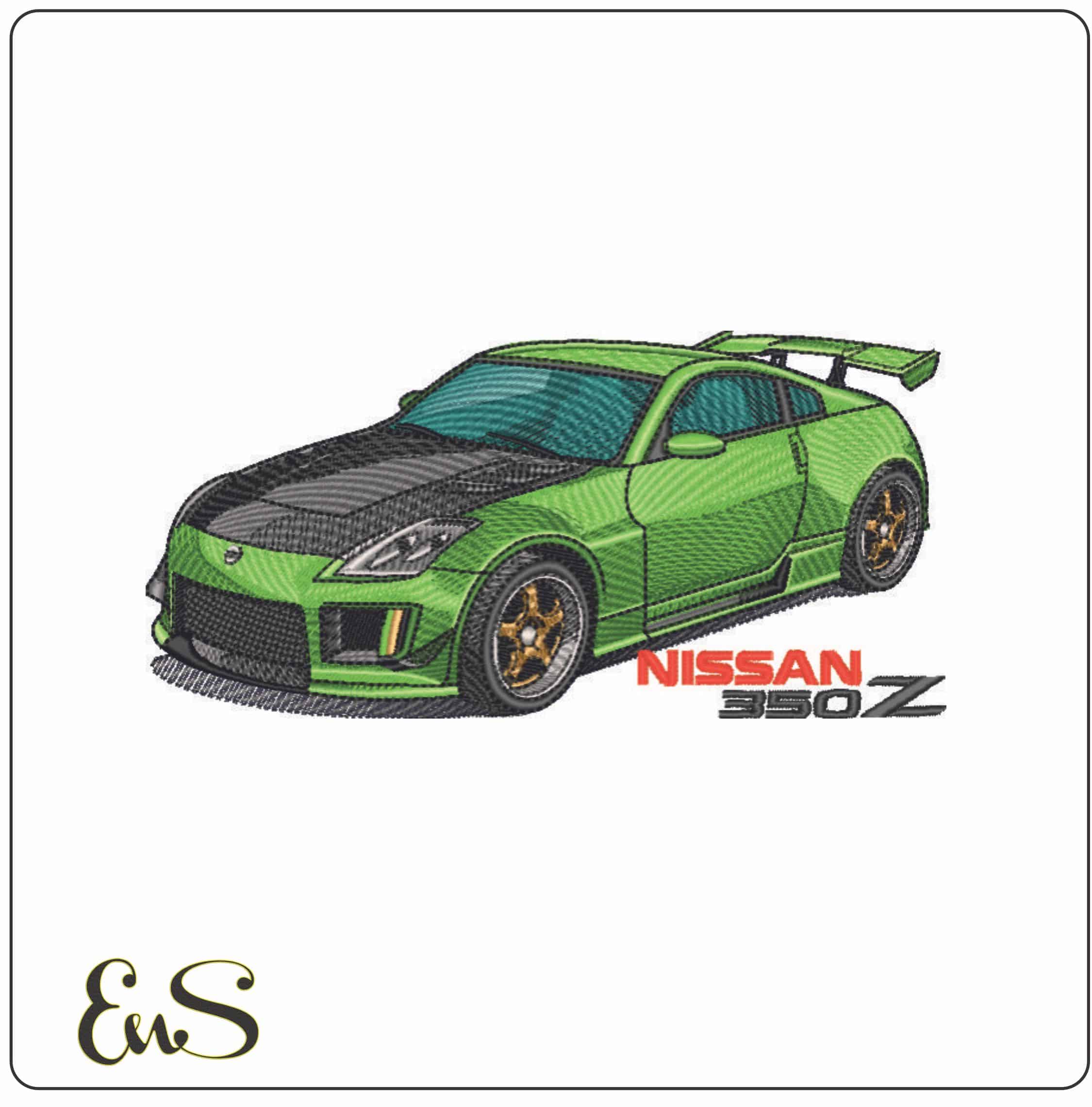 NISSAN 350 Z and Name - Elegant embroidery design file - instant download