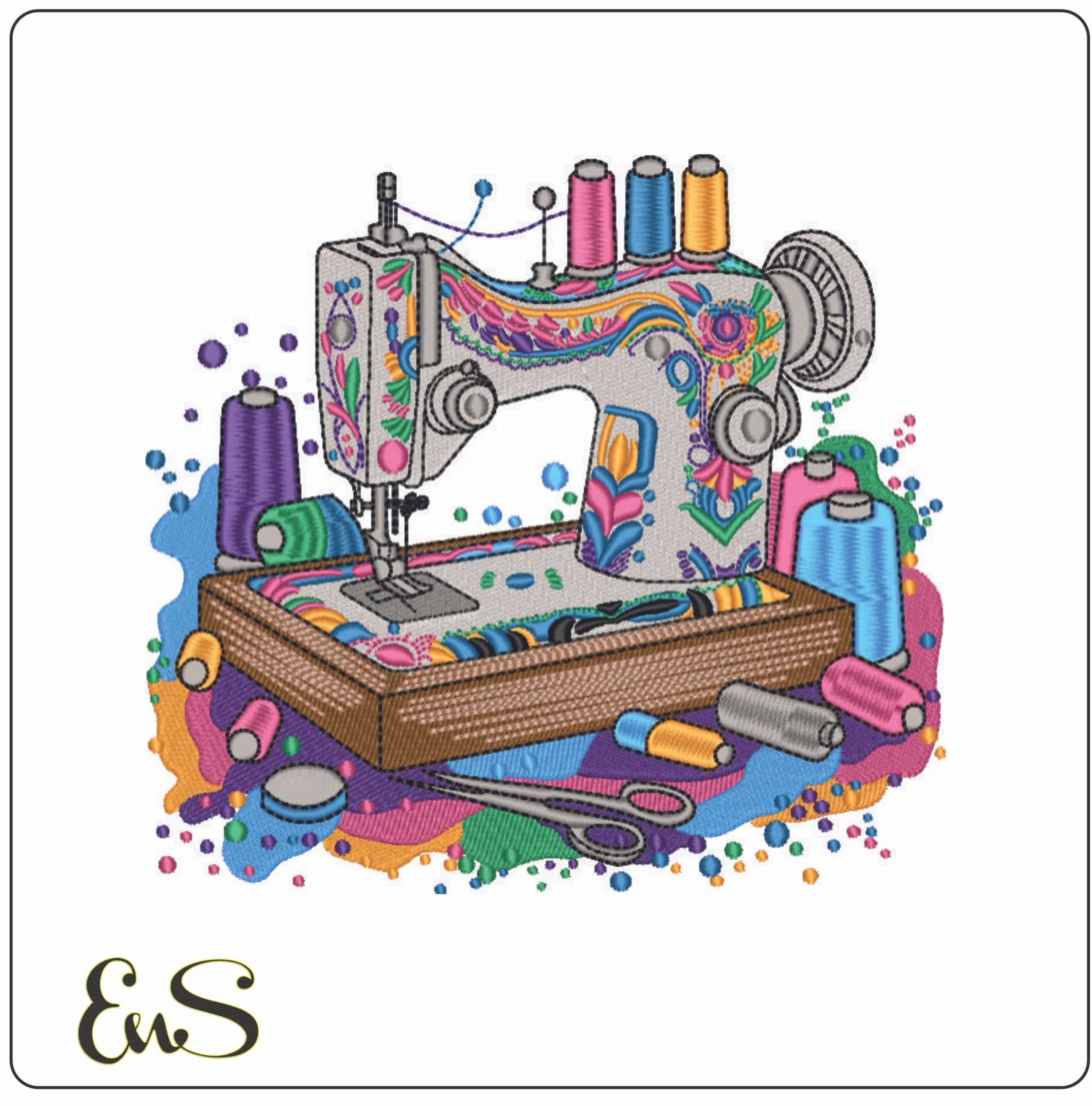 Sewing Machine fancy colors- Elegant embroidery design file - instant download
