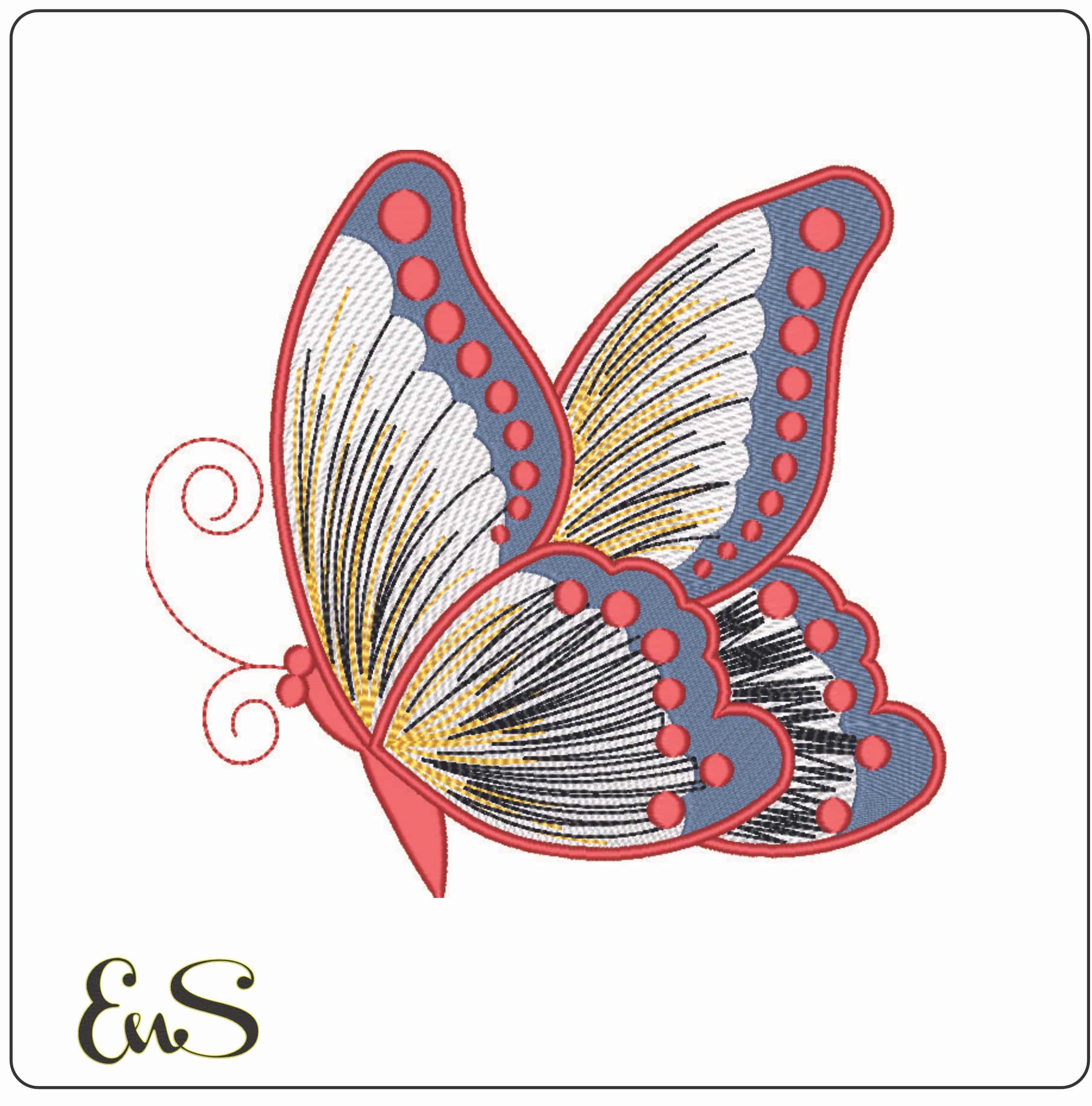 Stylised Butterfly- Elegant embroidery design file - instant download