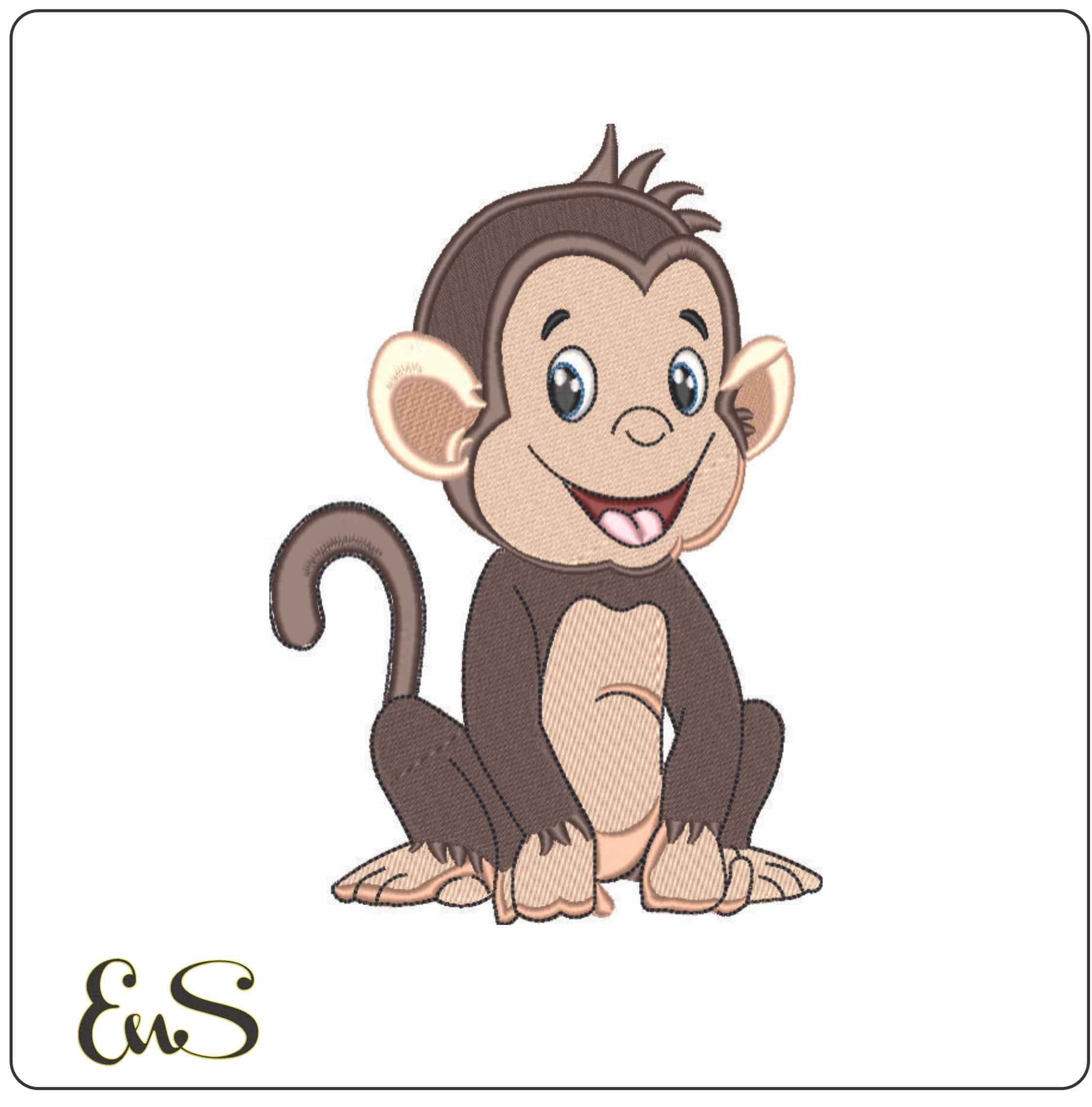 The Cheeky Monkey no words- Elegant embroidery design file - instant download