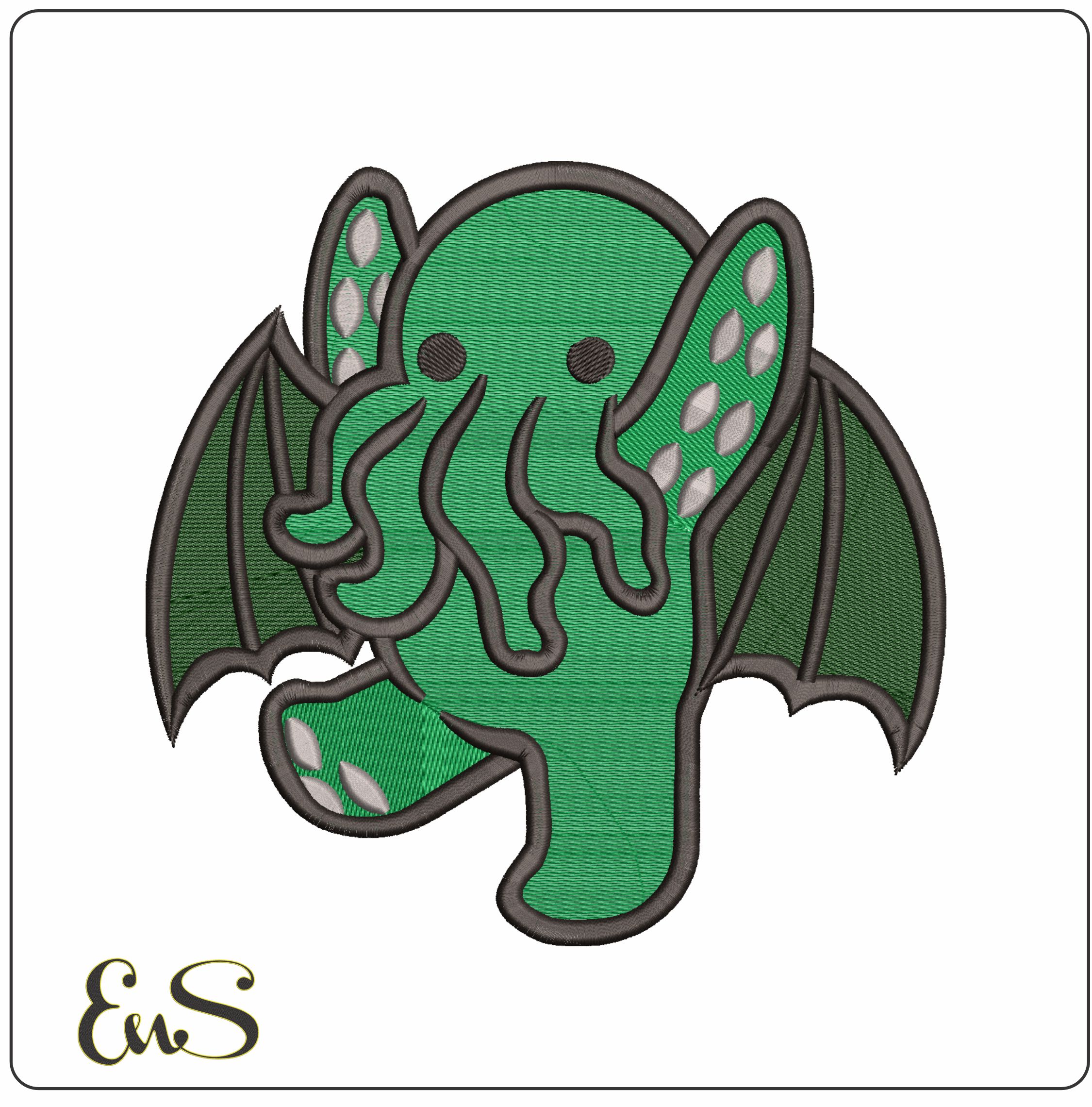 Cute Thulhu walking- Elegant embroidery design file - instant download