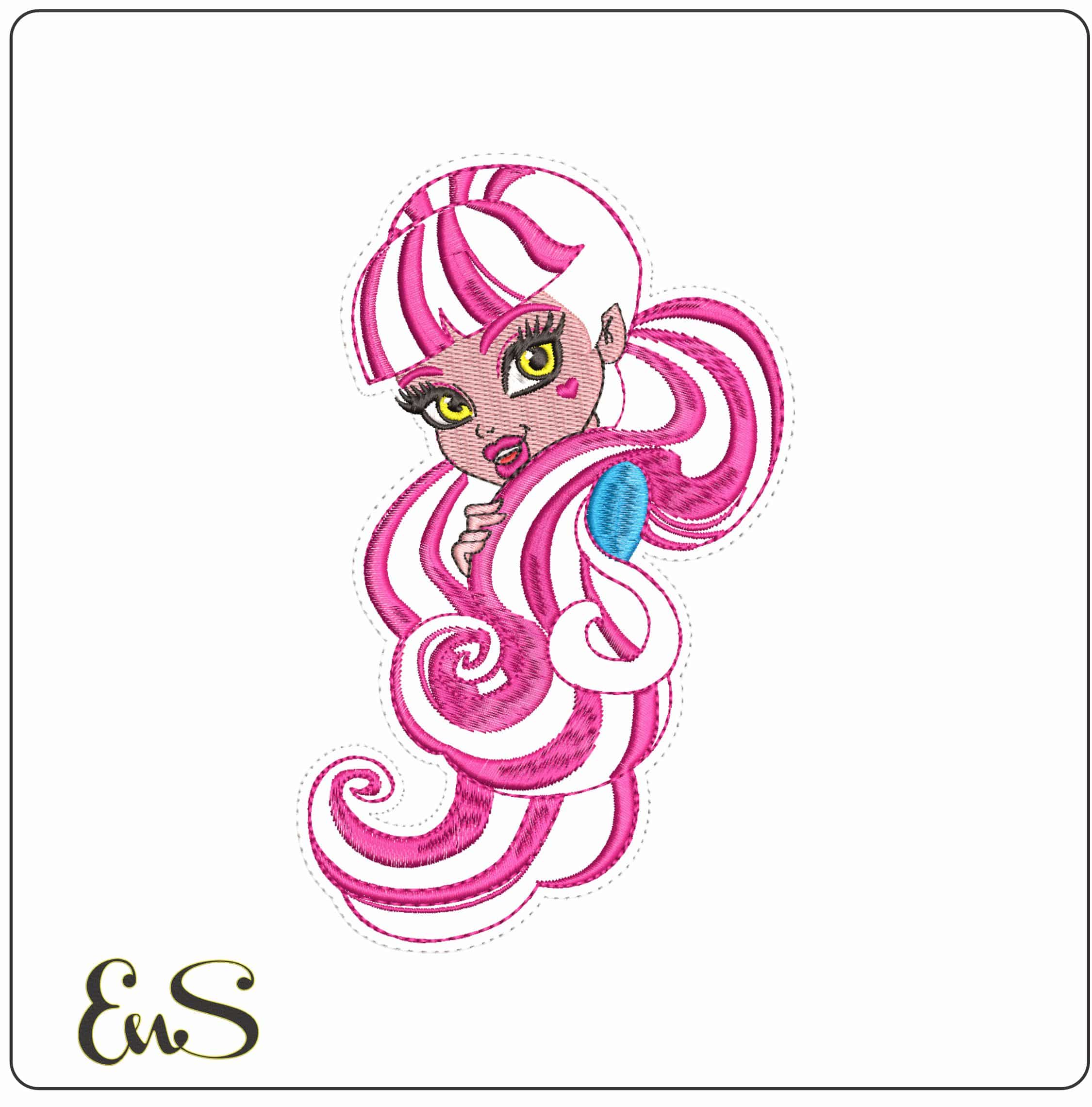 Draculaura Head Monster High- Elegant embroidery design file - instant download