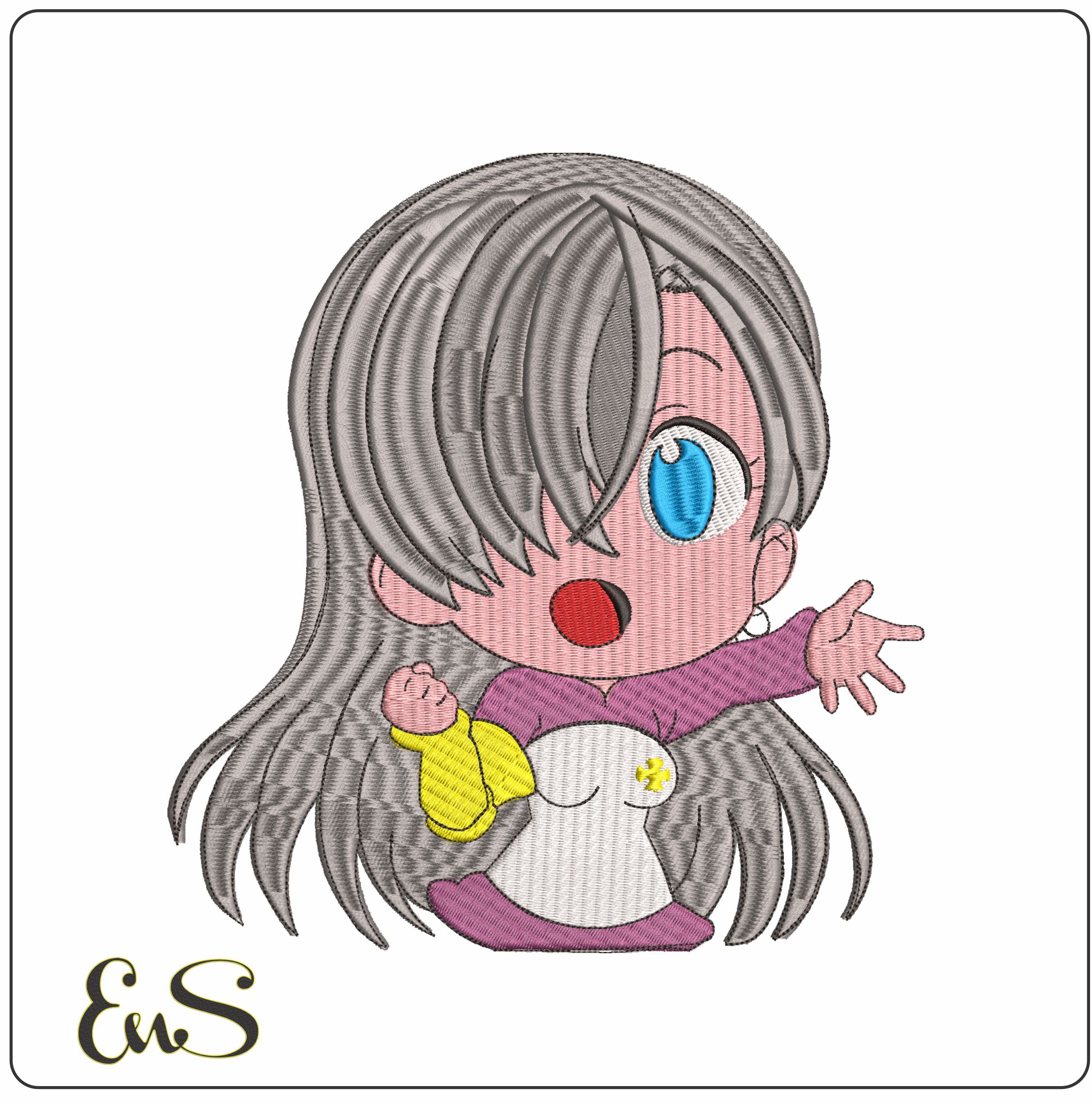 Elizabeth Seven deadly Sins - Elegant embroidery design file - instant download