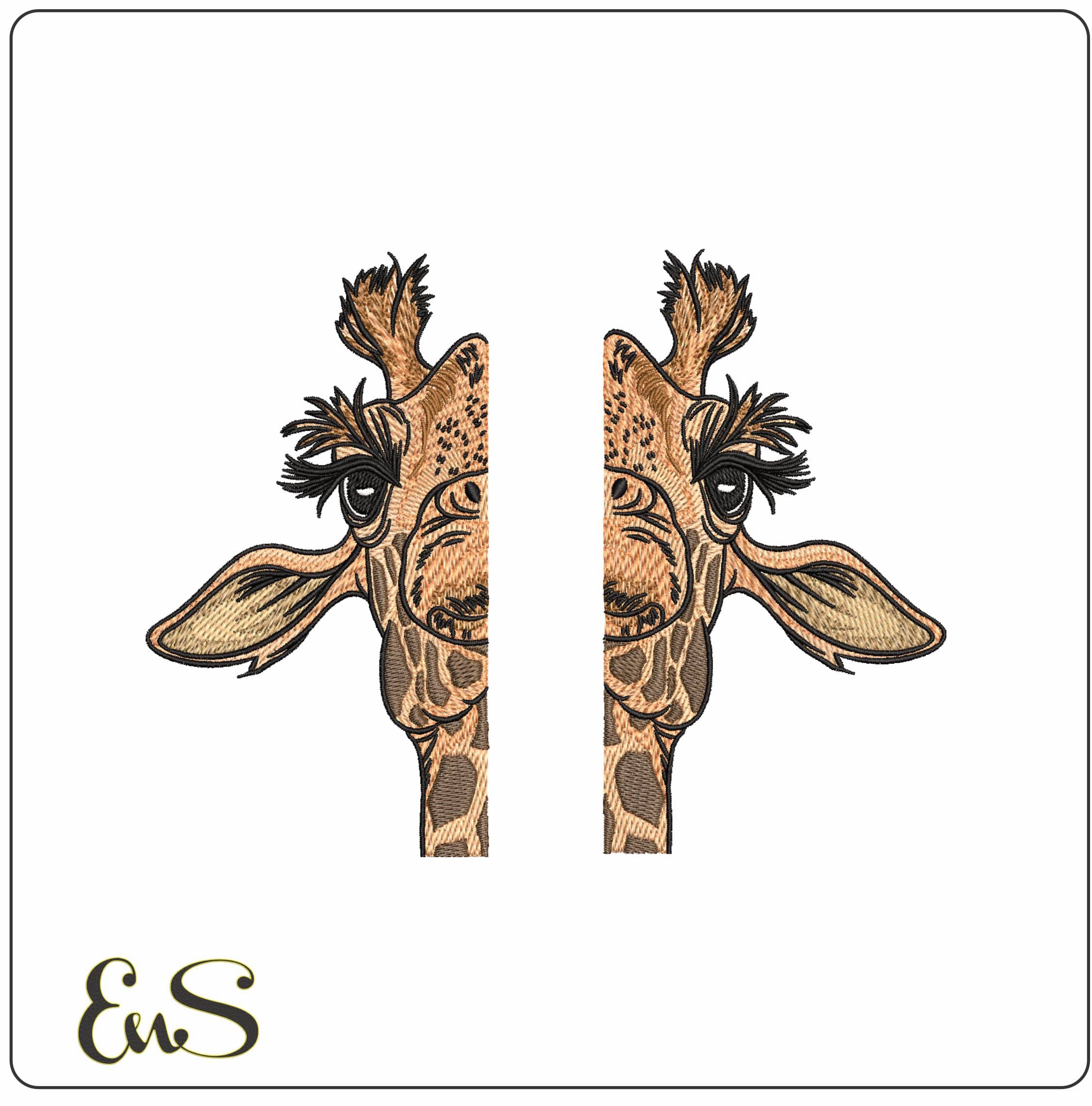 Giraffe Half Split - Elegant embroidery design file - instant download