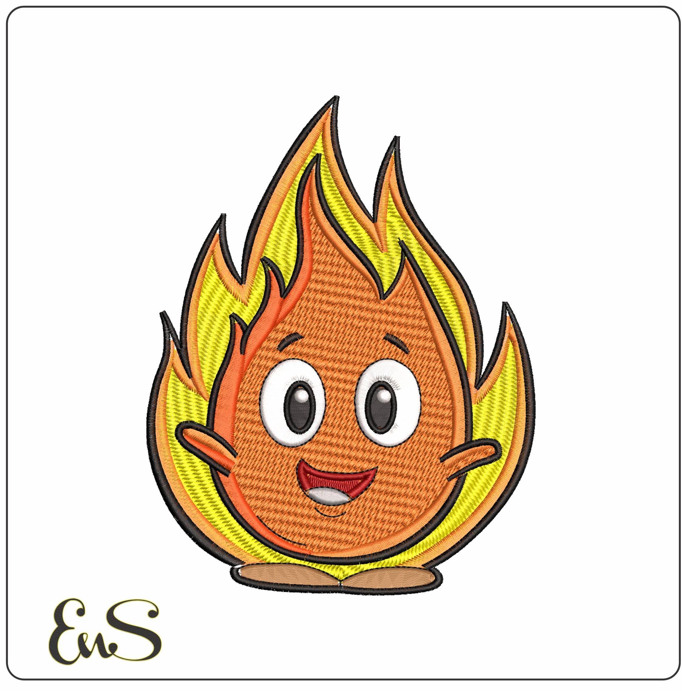 Happy Flame- Elegant embroidery design file - instant download