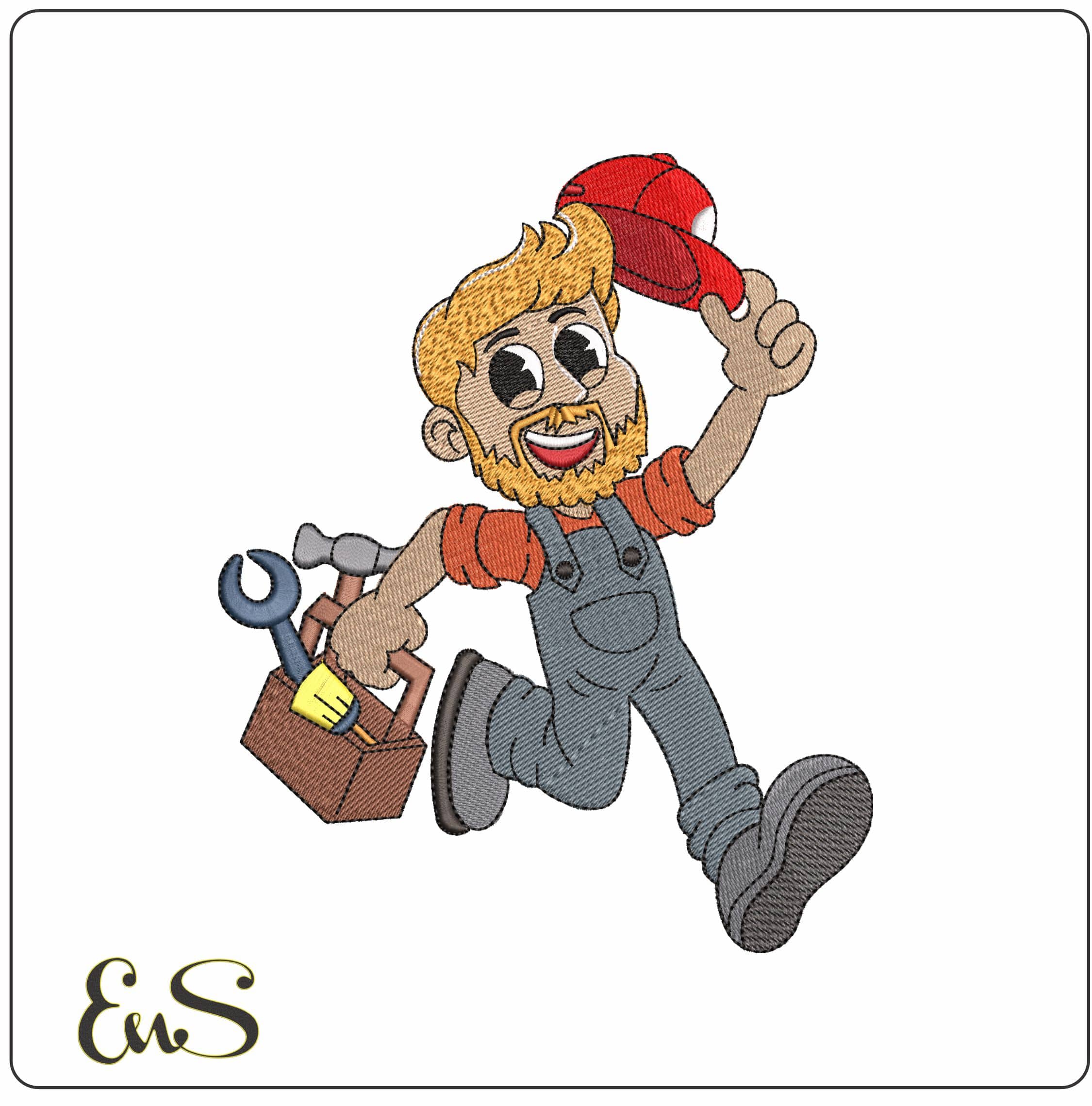 Happy Handy Man- Elegant embroidery design file - instant download