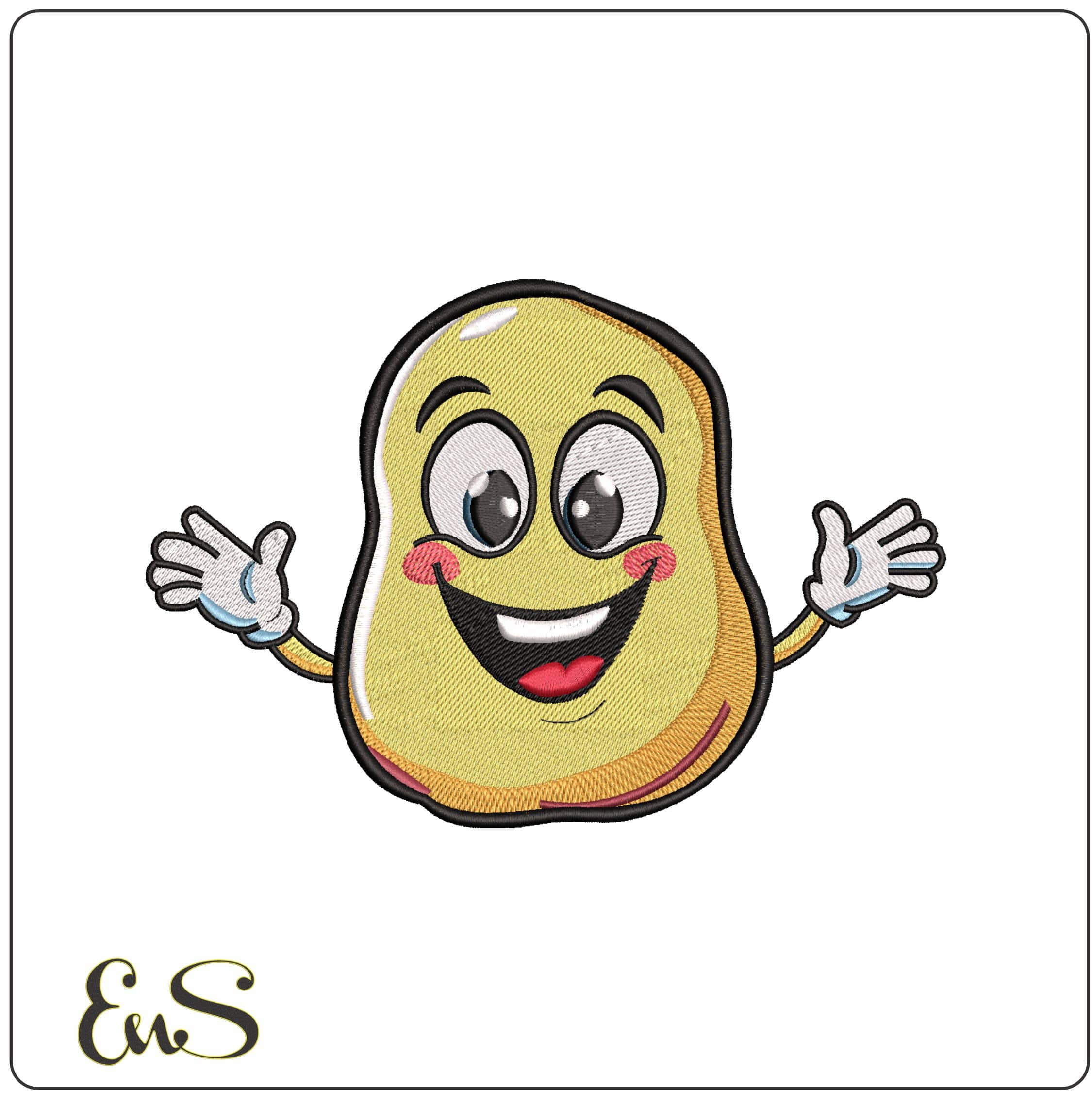 Happy Potato- Elegant embroidery design file - instant download