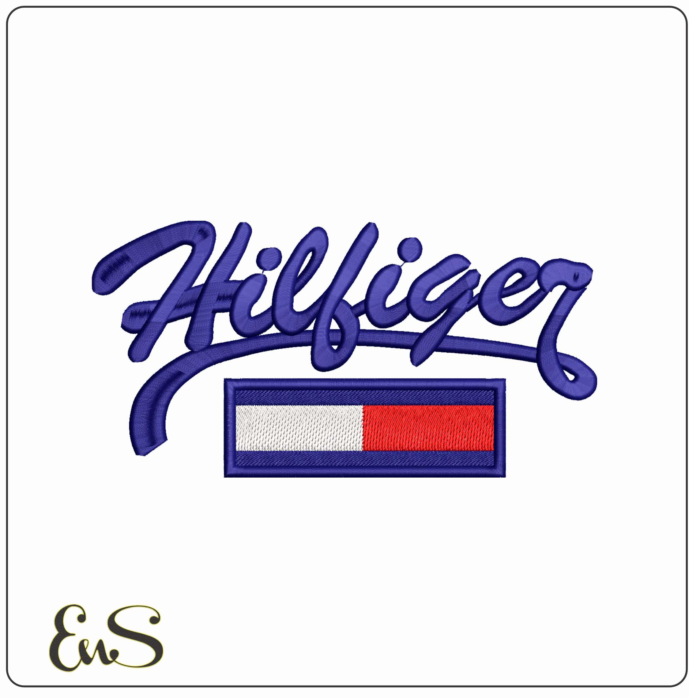 Hilfiger Script Logo- Elegant embroidery design file - instant download