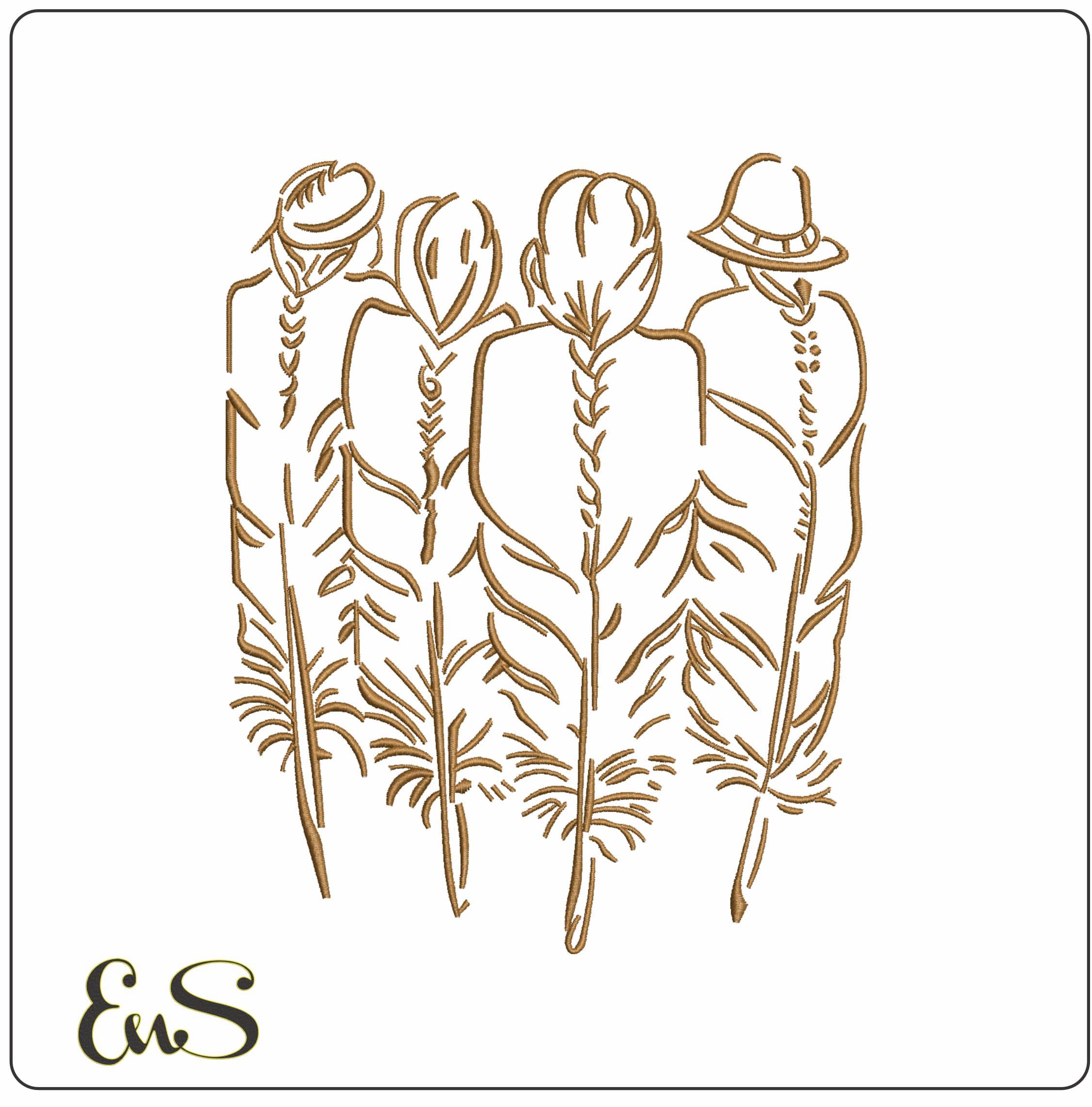 Indians as Feathers- Elegant embroidery design file - instant download