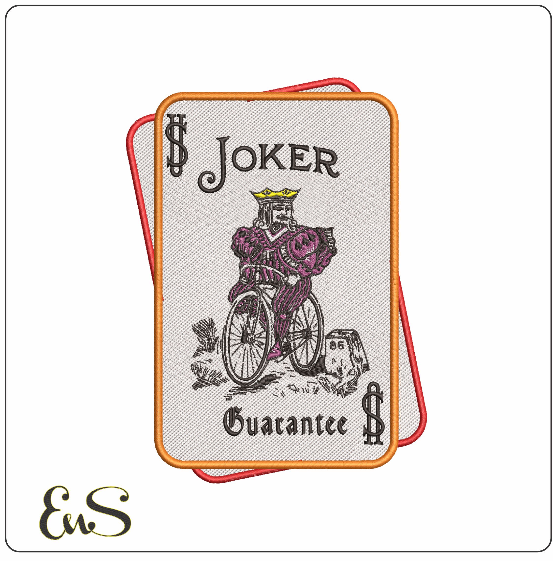 Joker Playing Card- Elegant embroidery design file - instant download