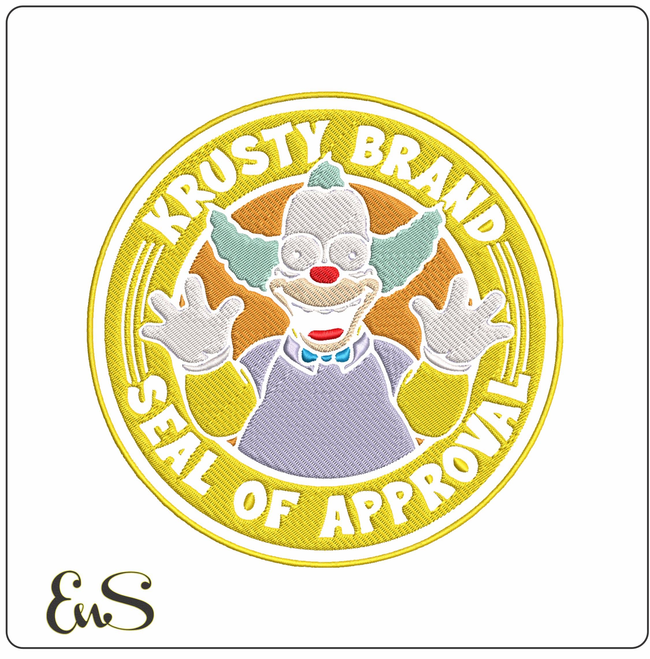 Krusty the Clown Seal of Approval The Simpsons- Elegant embroidery design file - instant download