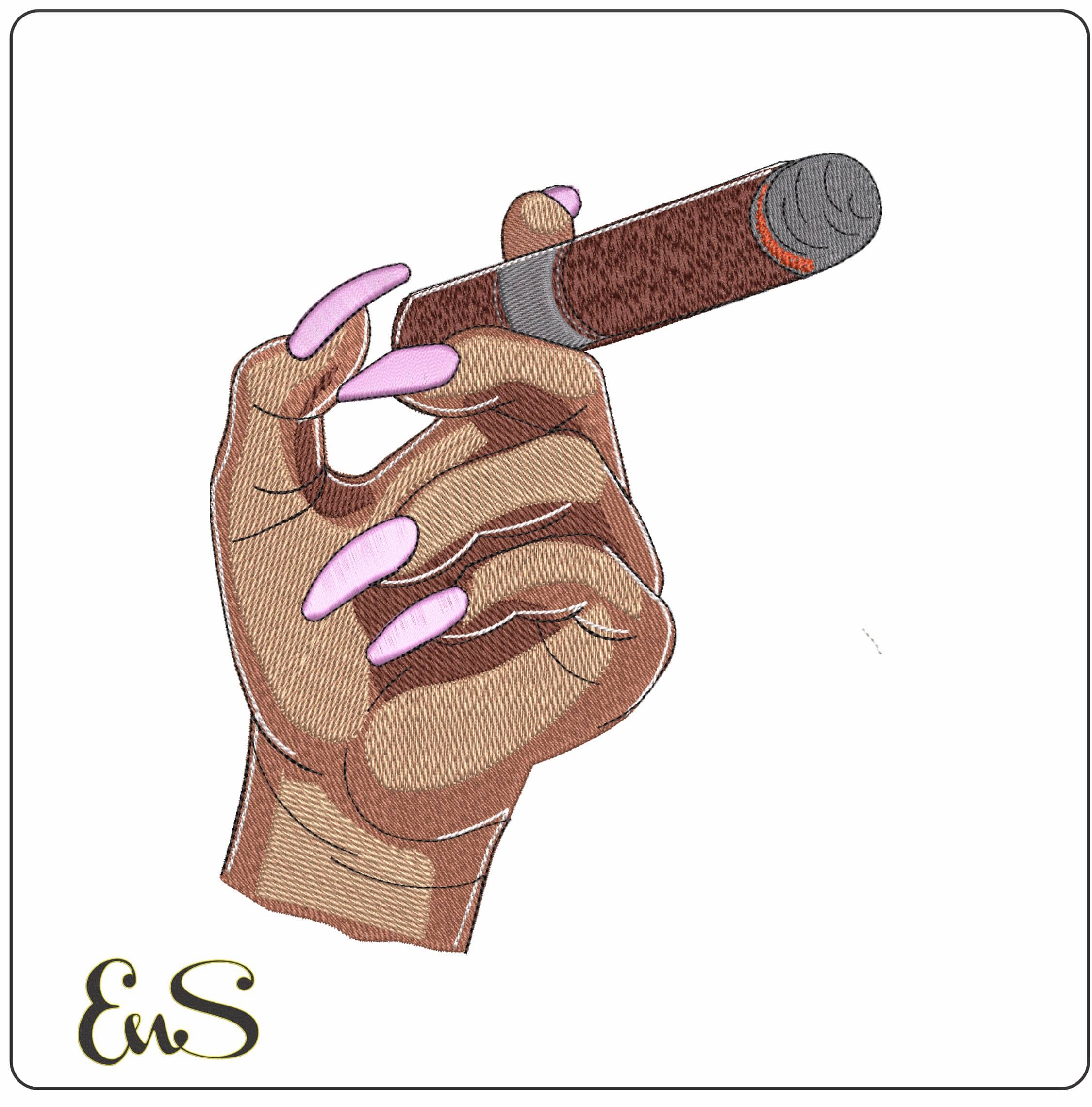 Ladies hand with Cigar- Elegant embroidery design file - instant download