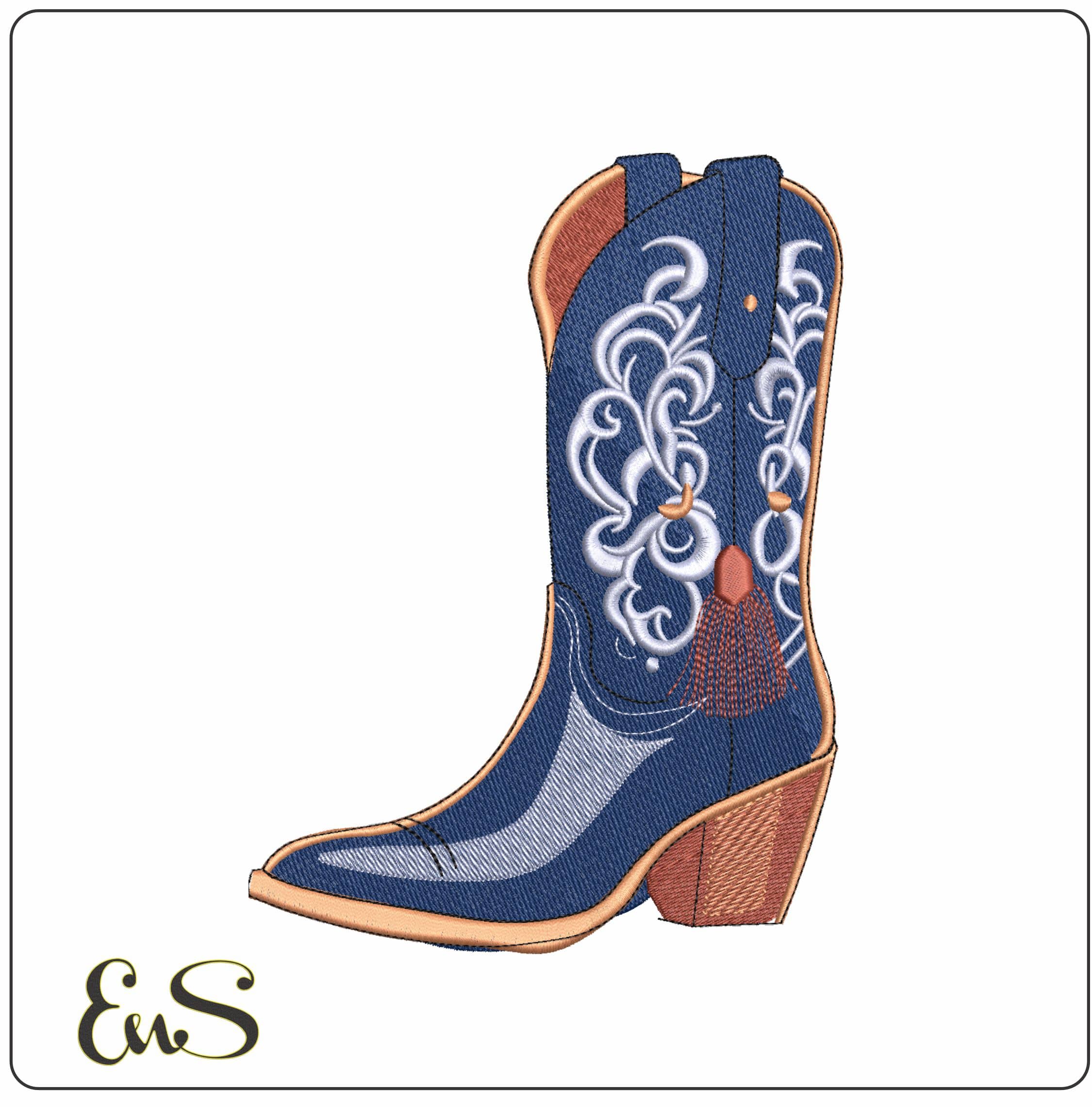 Ladys Cowboy Boot- Elegant embroidery design file - instant download