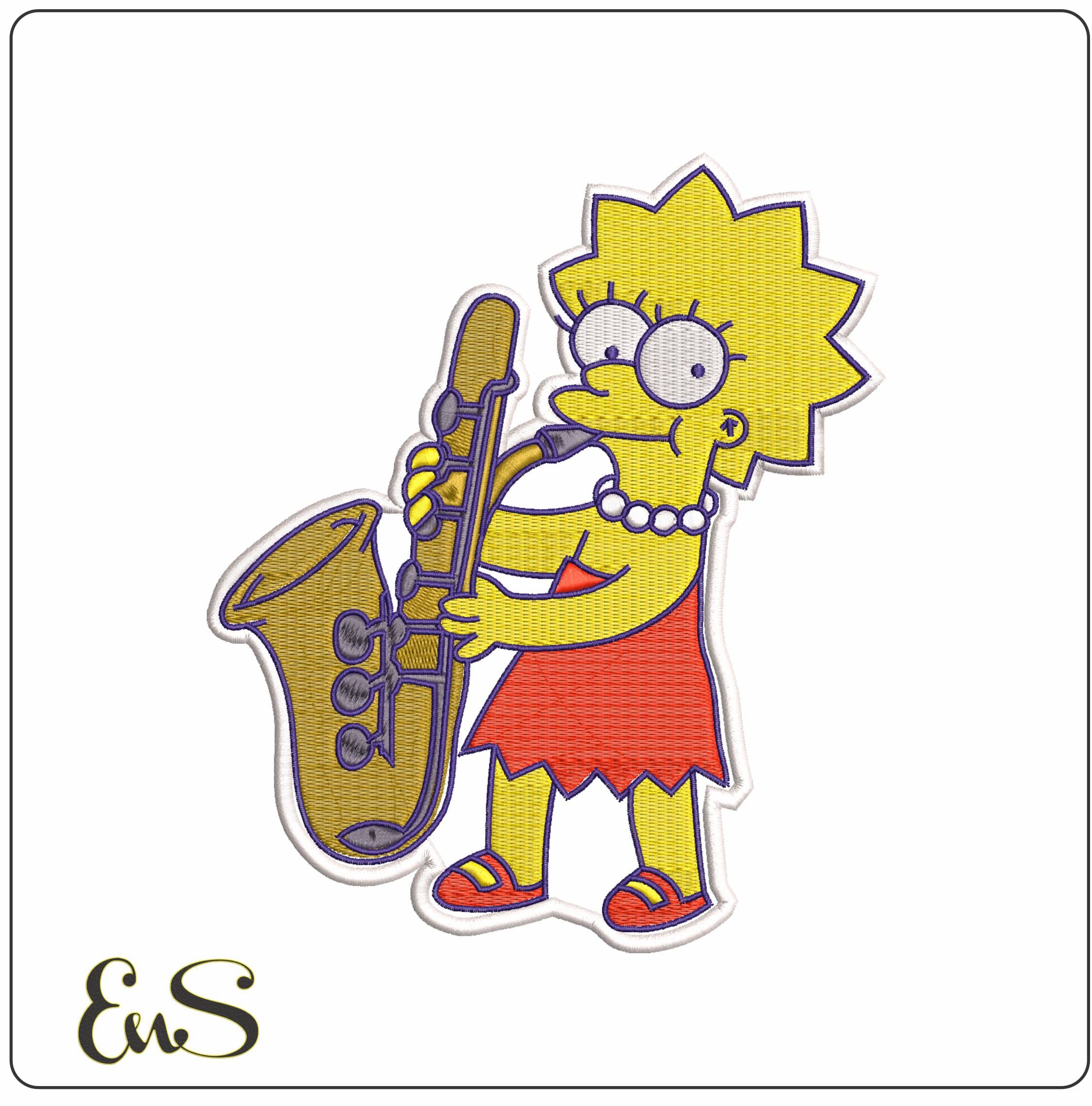 Lisa Simpson with a Saxophone The Simpsons- Elegant embroidery design file - instant download