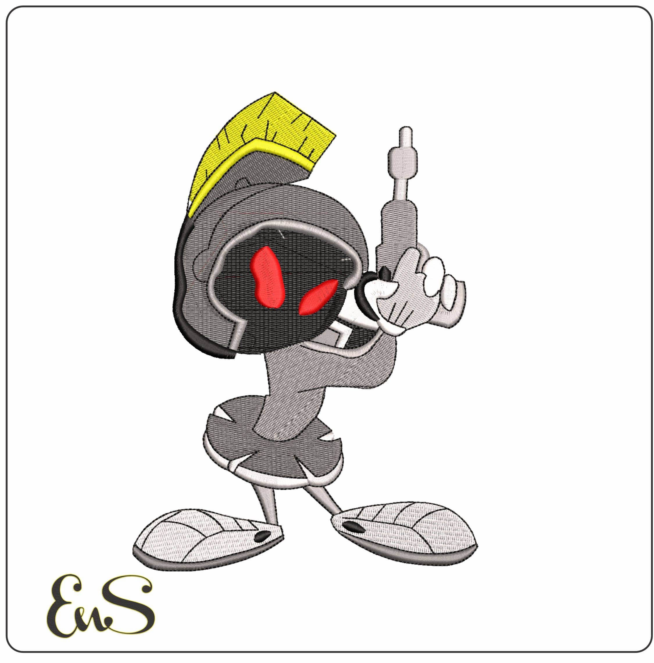 Marvin the Martian Ready with Gun- Elegant embroidery design file - instant download