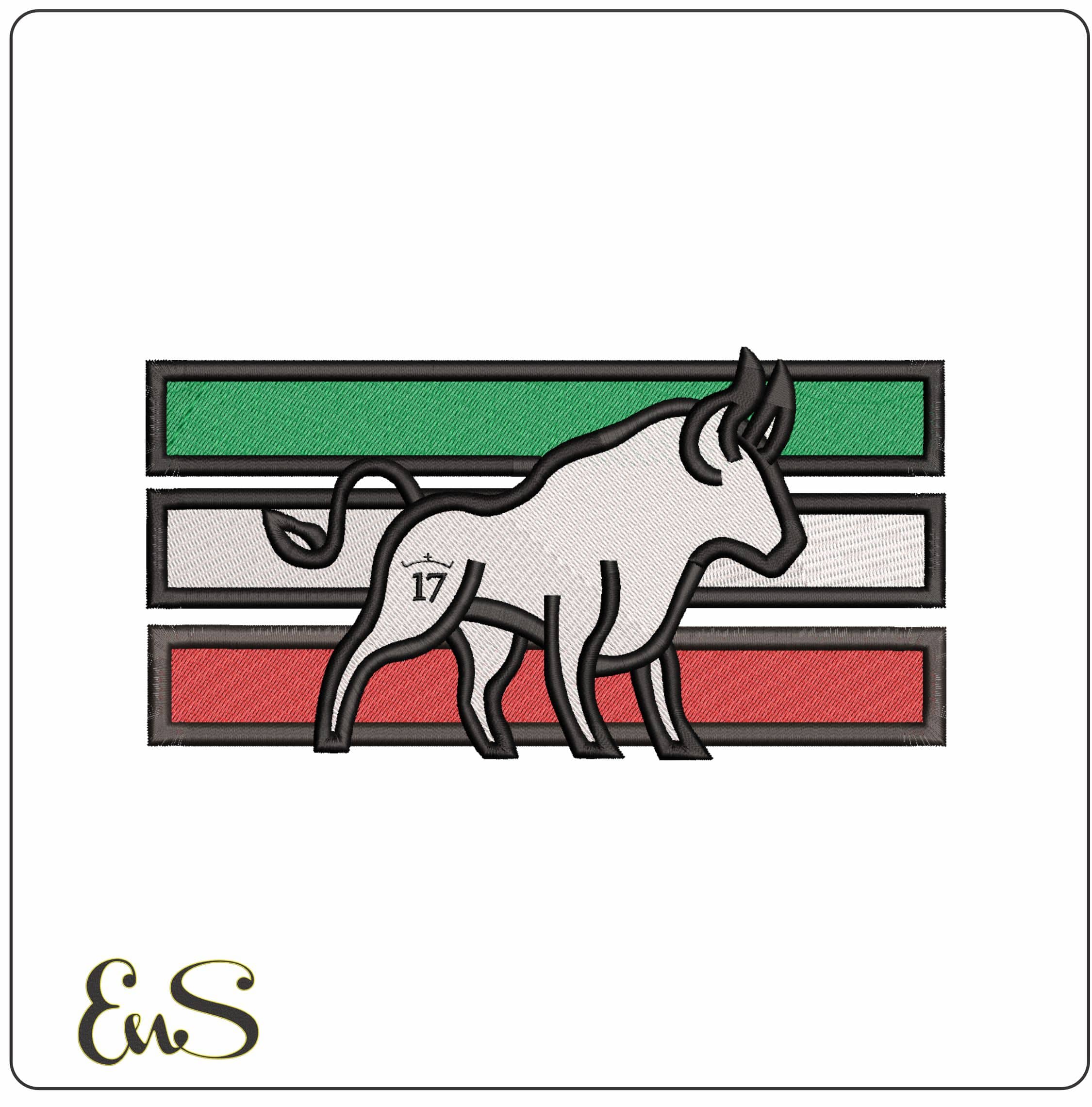 Mexican Bull - Elegant embroidery design file - instant download