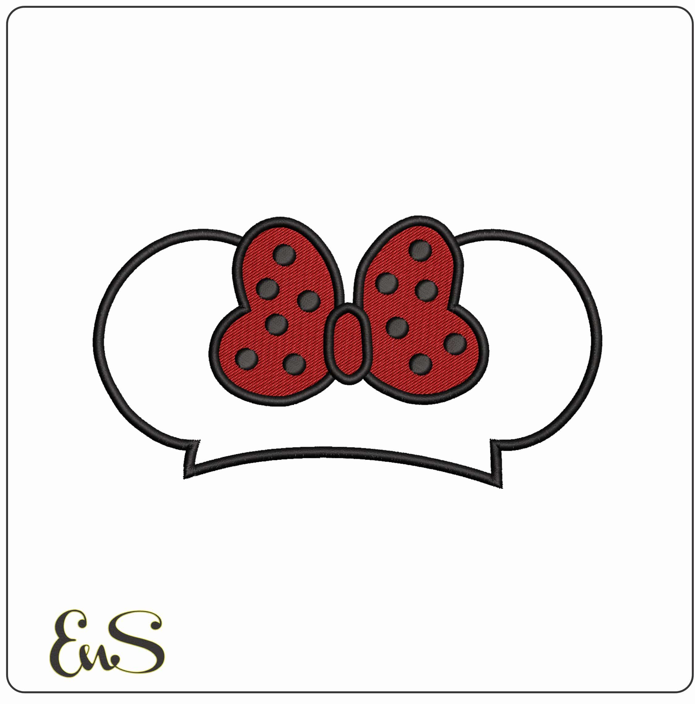 Minnie Mouse Ears Outline - Elegant embroidery design file - instant download