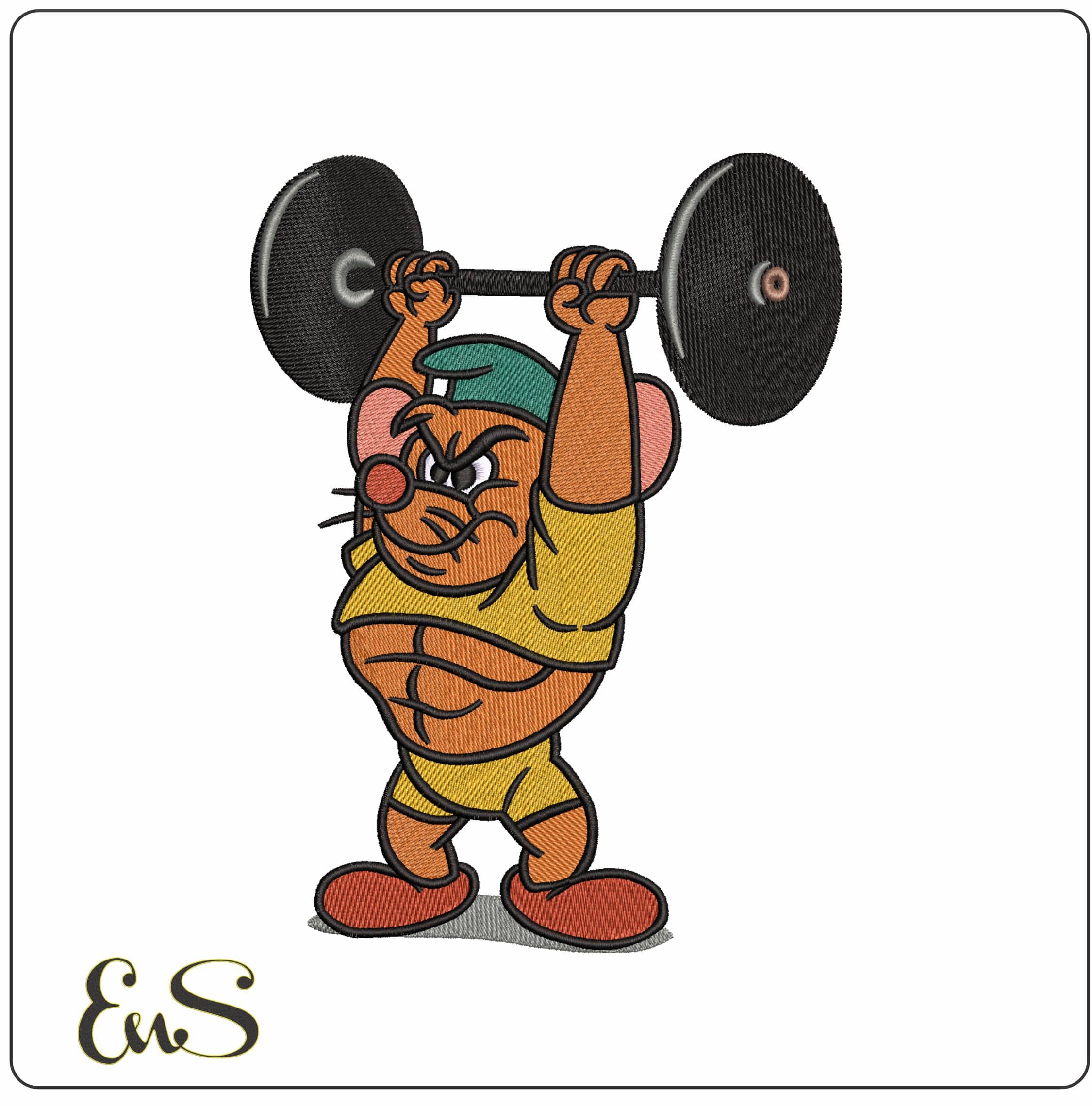 Mouse weight Lifting - Elegant embroidery design file - instant download