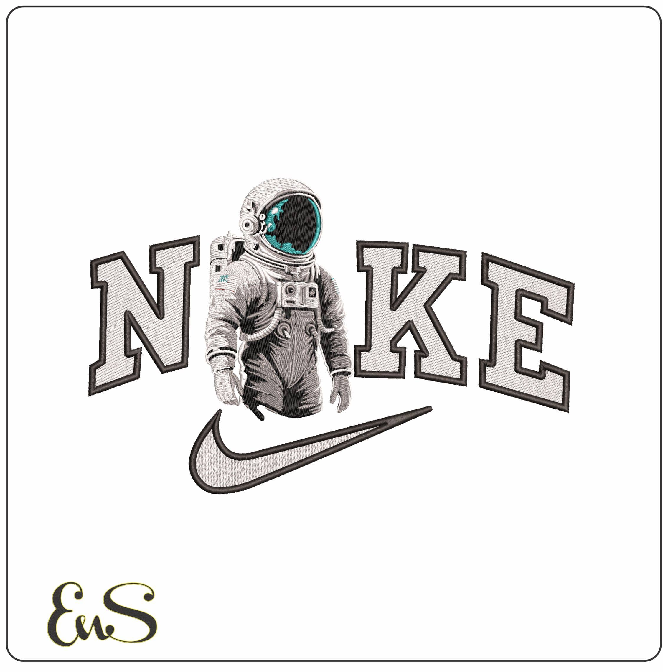 Nike Astronaut USA Filled - Elegant embroidery design file - instant download