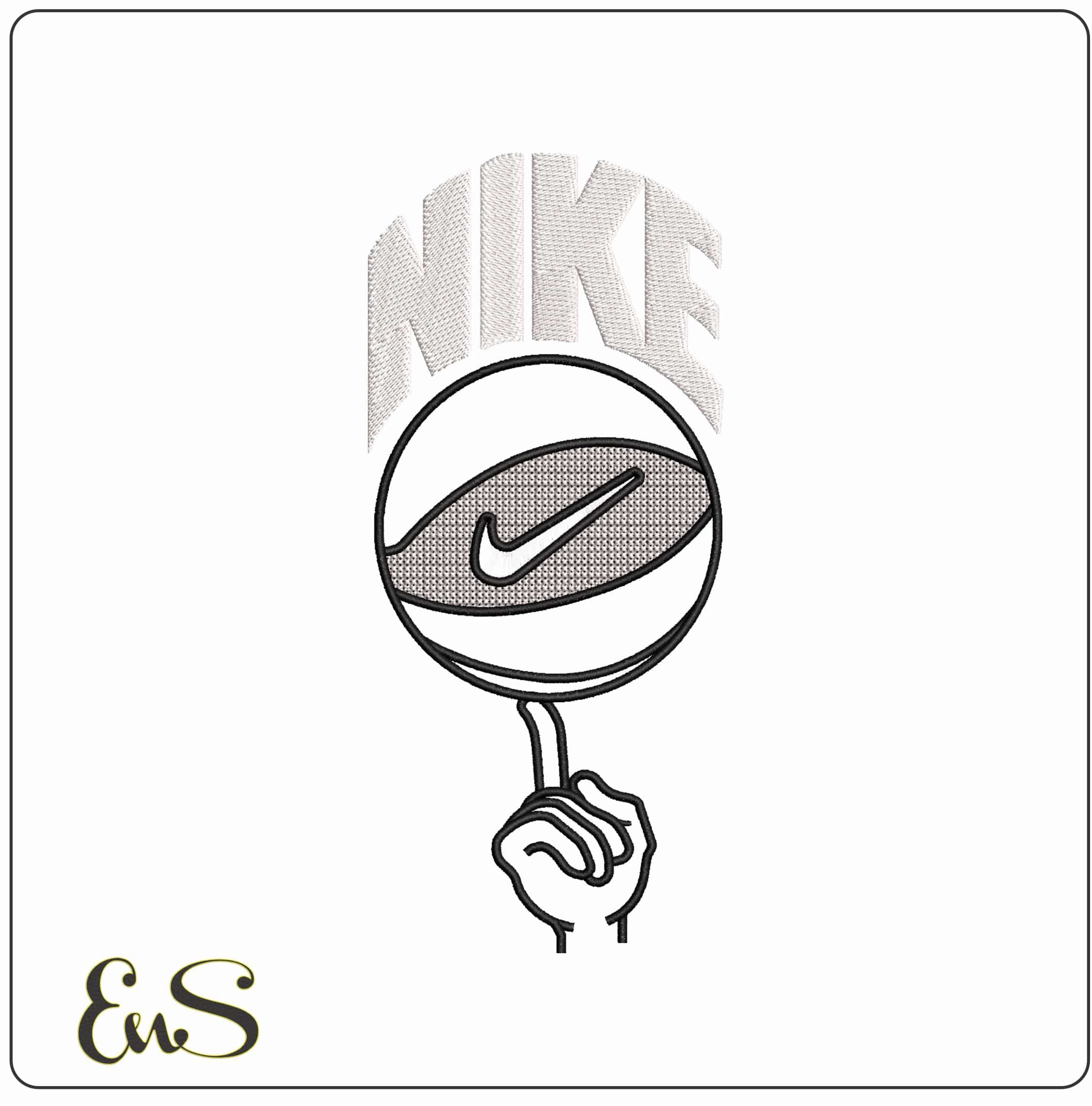 Nike Basket Ball - Elegant embroidery design file - instant download