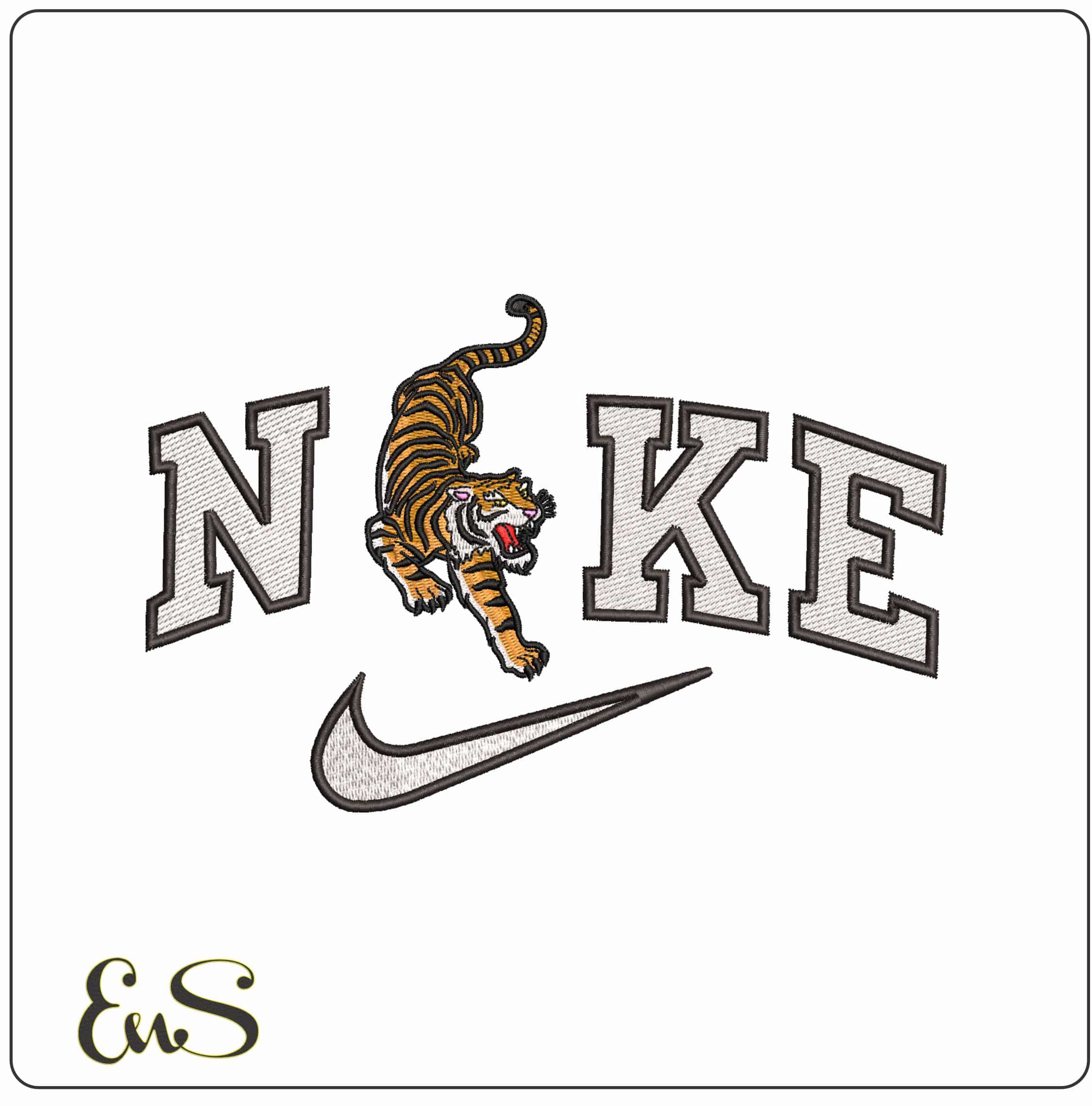 Nike Bengal Tiger - Elegant embroidery design file - instant download