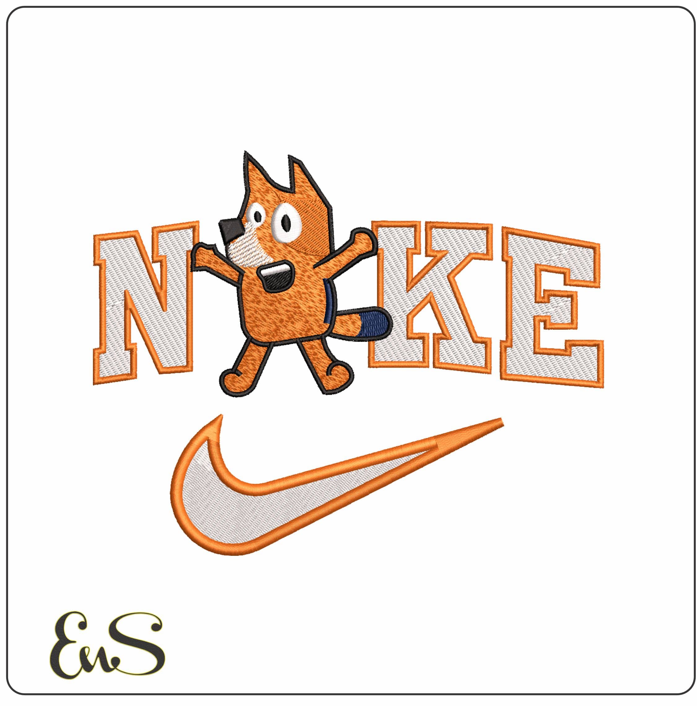 Nike Bingo Bluey - Elegant embroidery design file - instant download