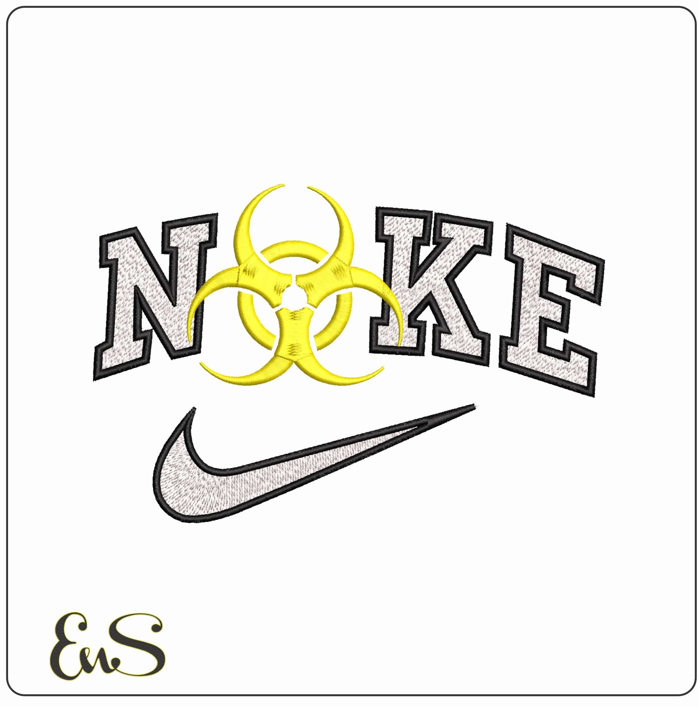 Nike Bio Hazard - Elegant embroidery design file - instant download