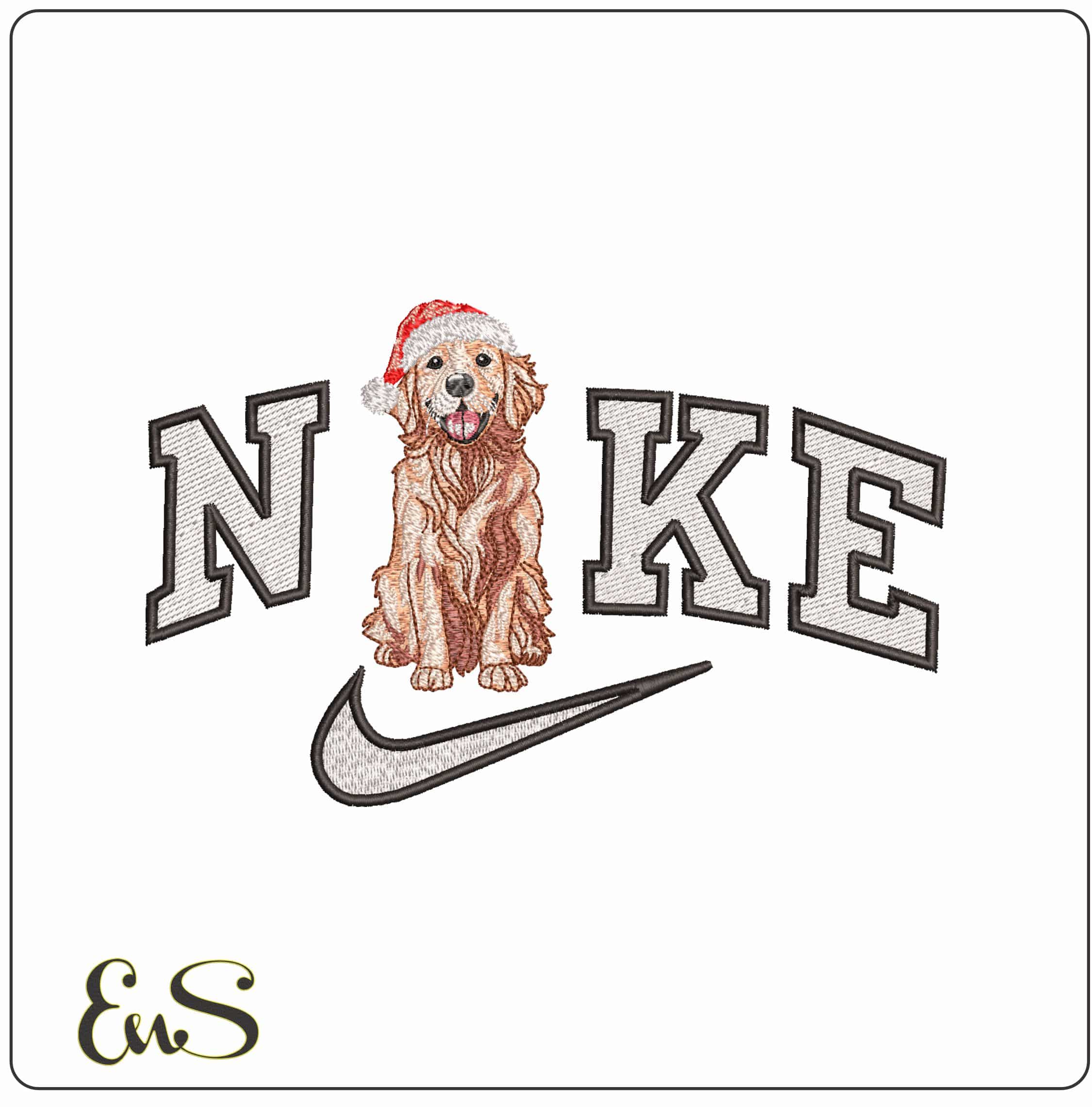 Nike Christmas Retriever - Elegant embroidery design file - instant download