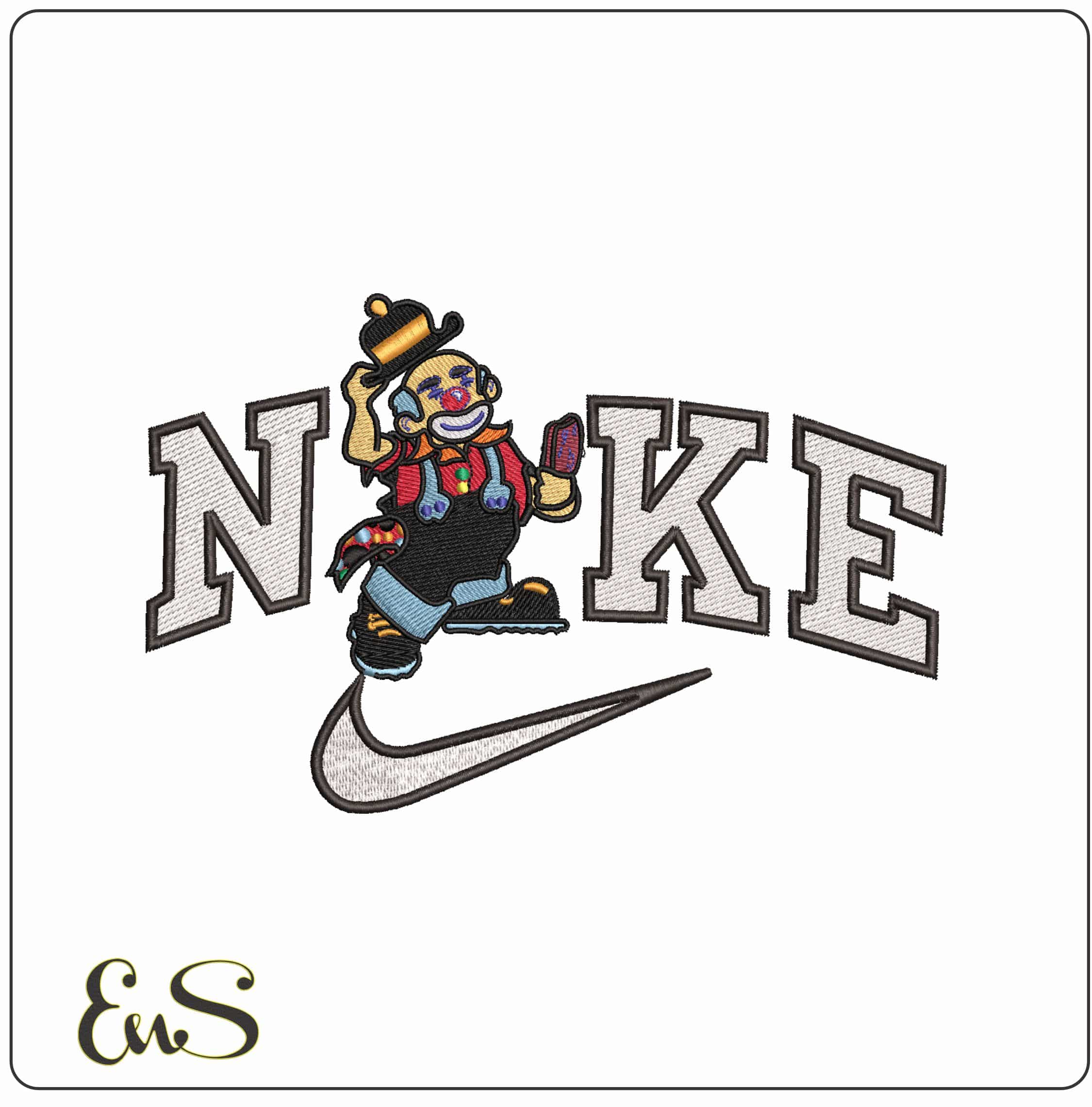 Nike Clown Raising Hat - Elegant embroidery design file - instant download