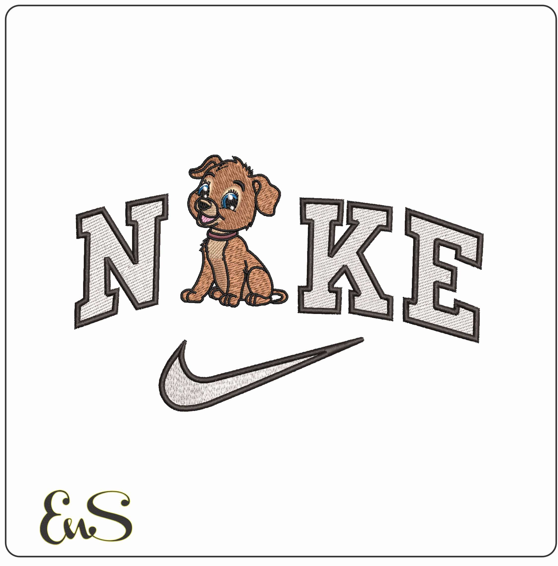 Nike Cute Dog - Elegant embroidery design file - instant download