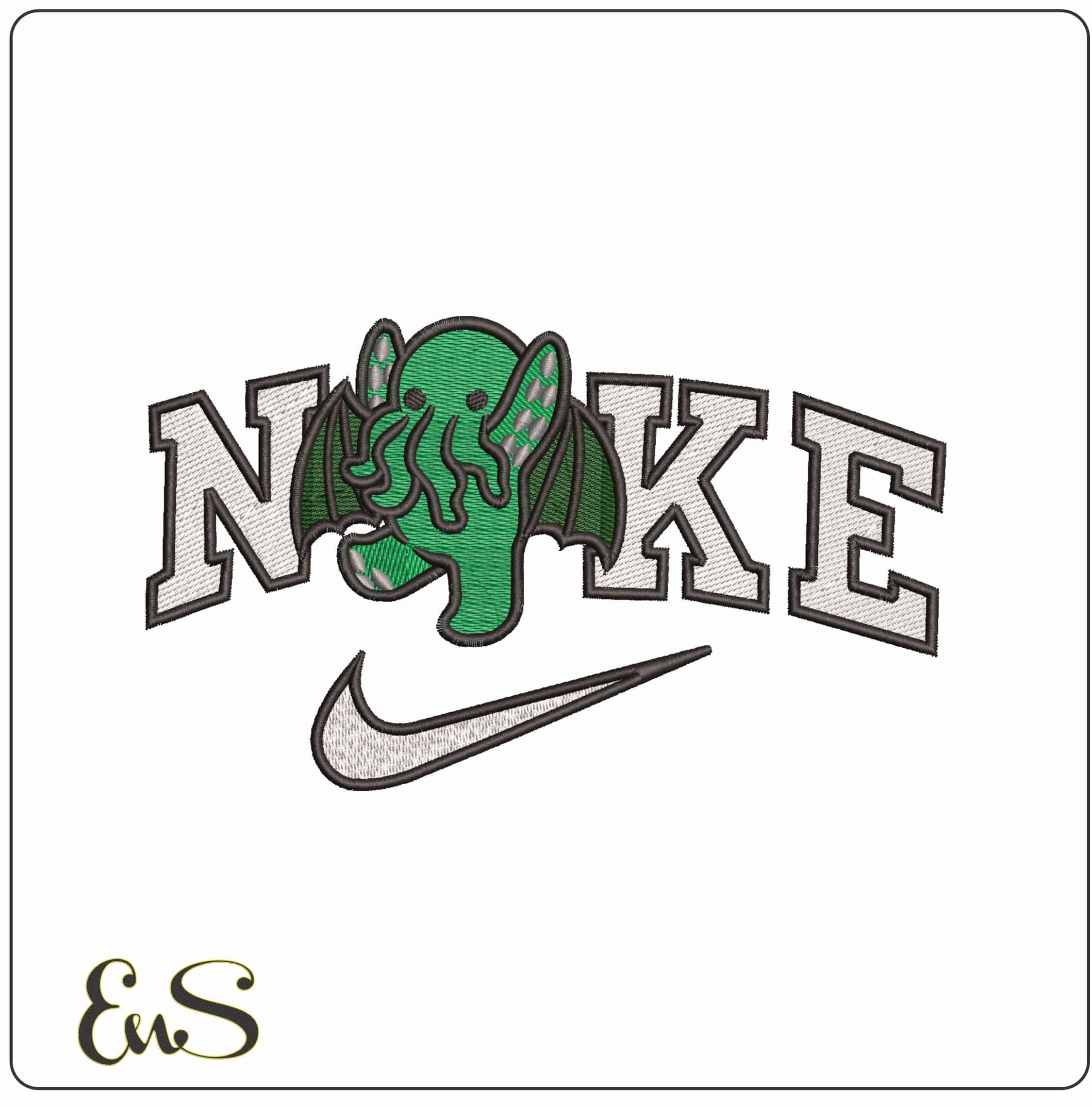 Nike Cute Thulhu walking - Elegant embroidery design file - instant download