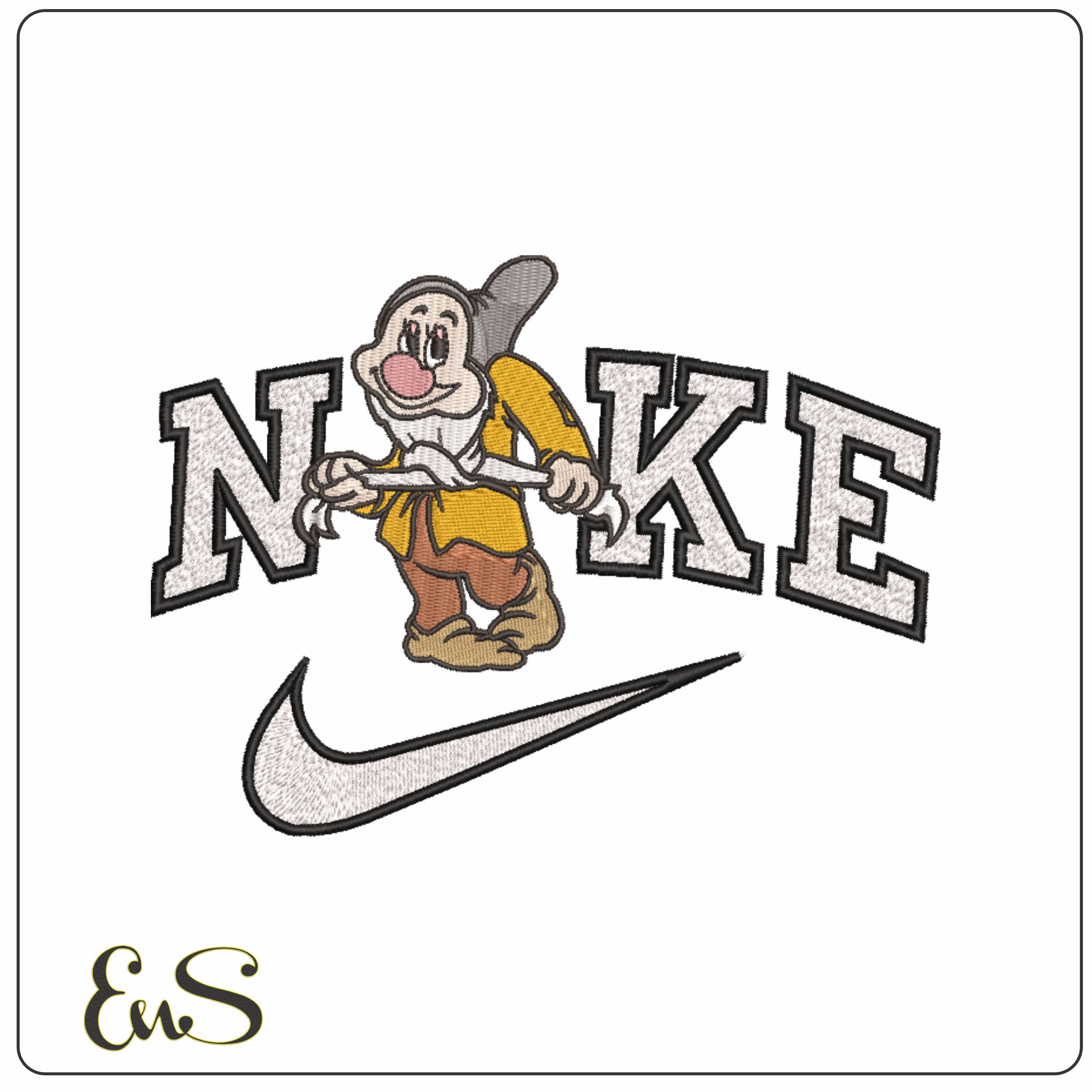 Nike Dwarf Bashful Snow White Disney - Elegant embroidery design file - instant download