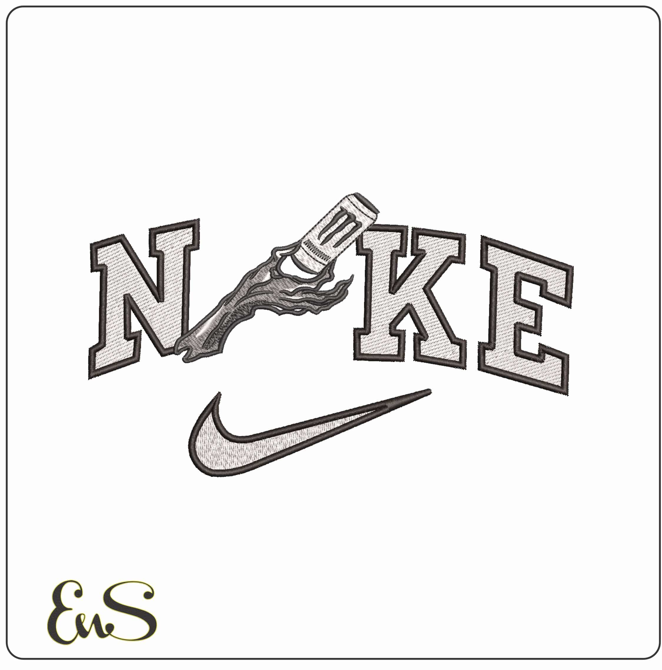 Nike Hand of Alien Monster Drink- Elegant embroidery design file - instant download
