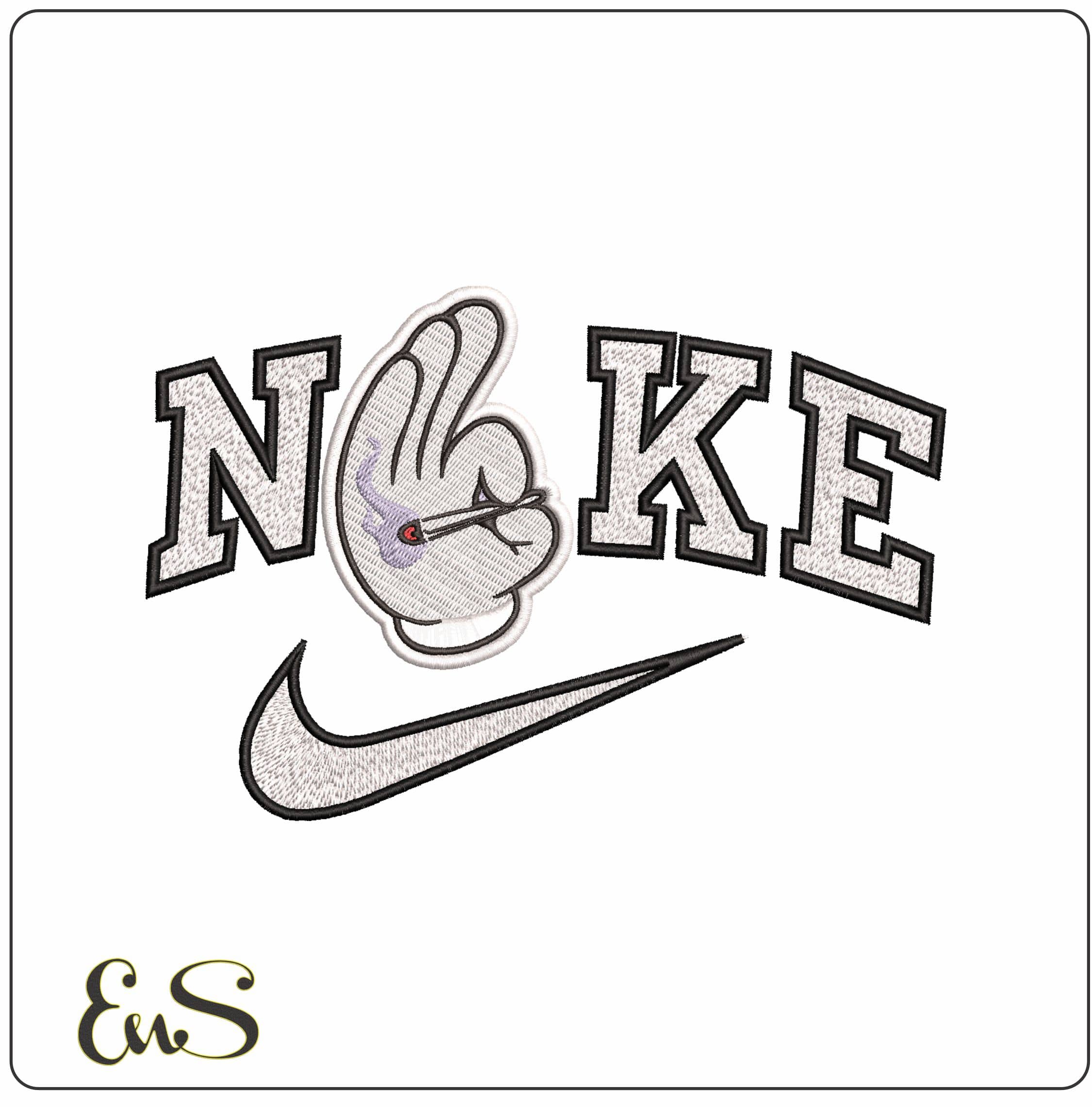 Nike Hand with Joint- Elegant embroidery design file - instant download