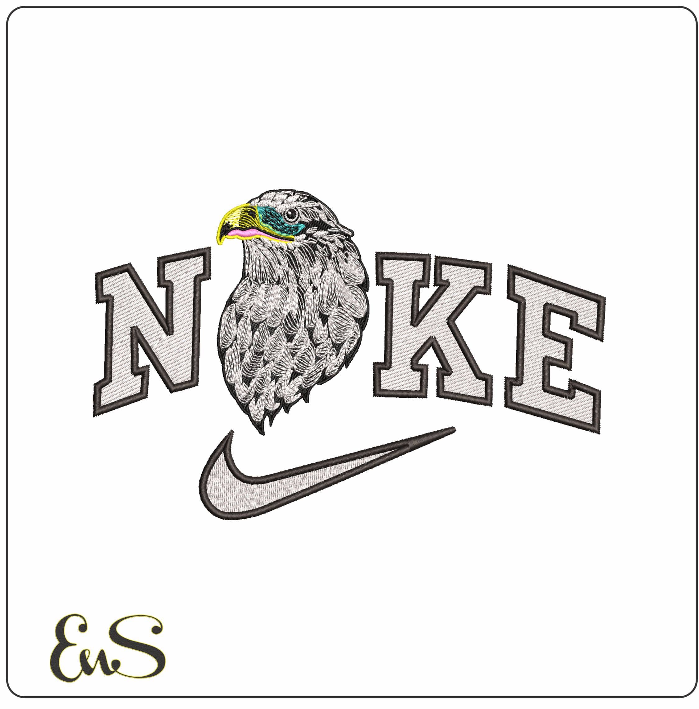 Nike Head of and Eagle- Elegant embroidery design file - instant download