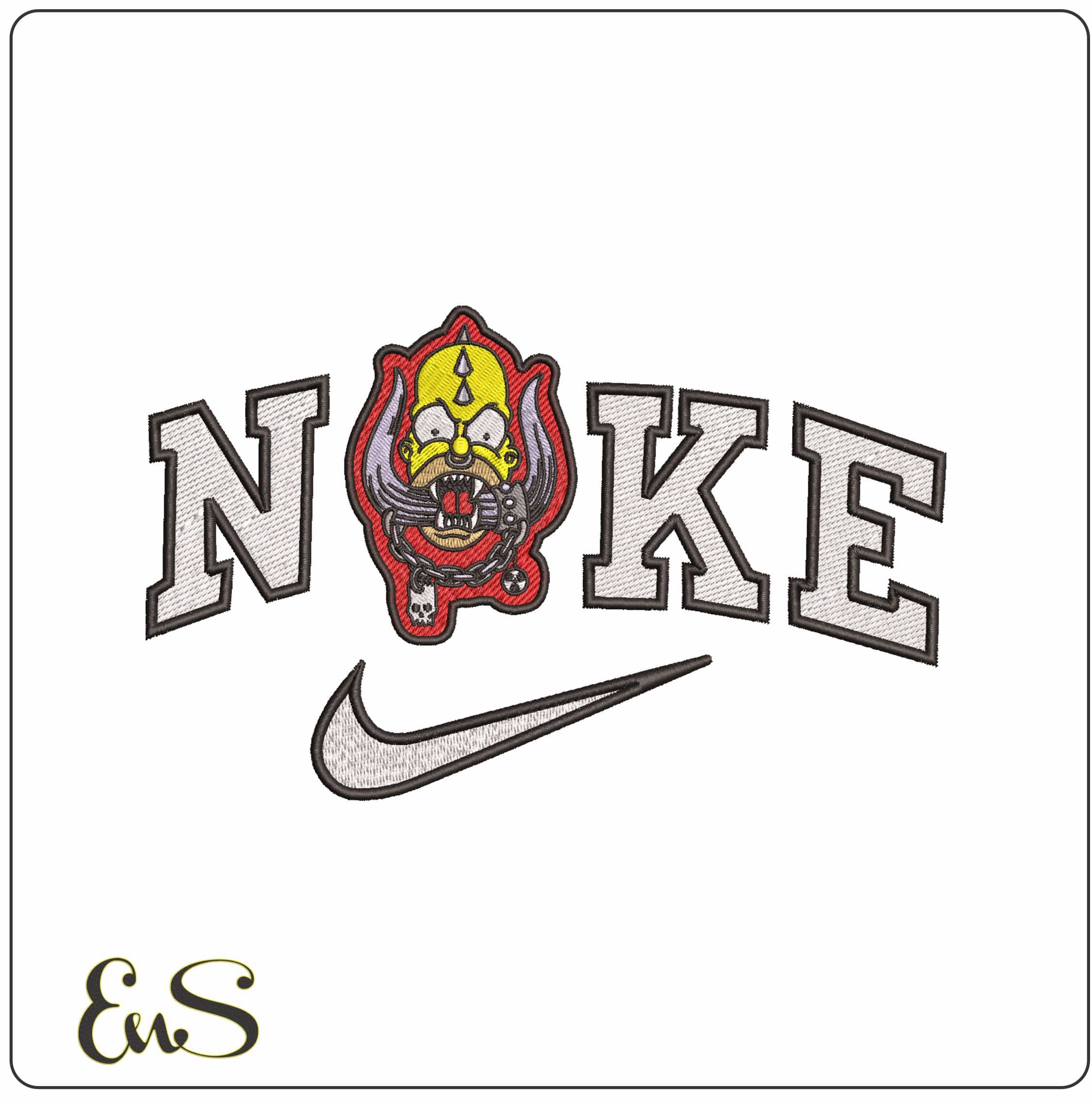 Nike Homer Simpson Snaggletooth The Simpsons- Elegant embroidery design file - instant download