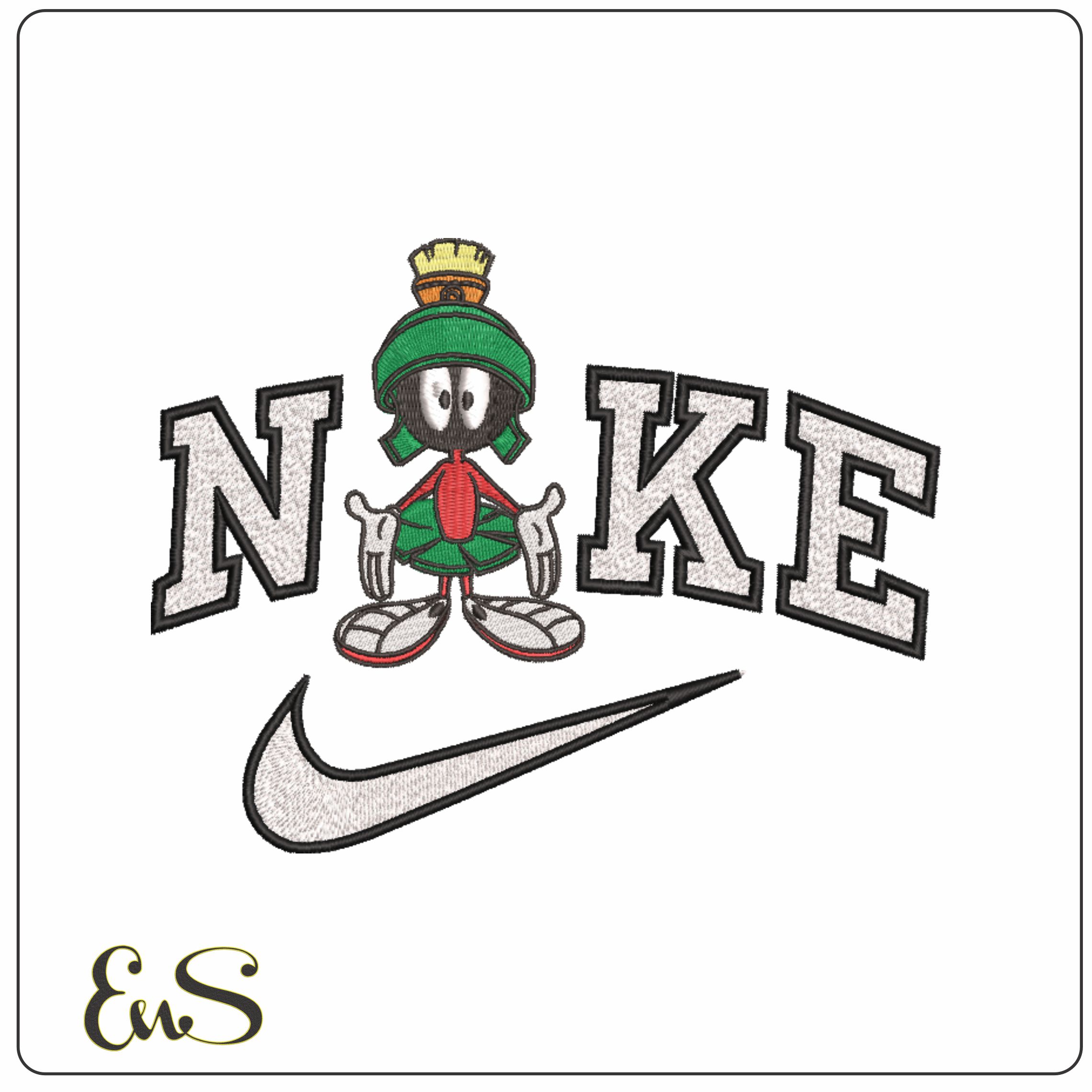 Nike Marvin the Martian Exclamation- Elegant embroidery design file - instant download
