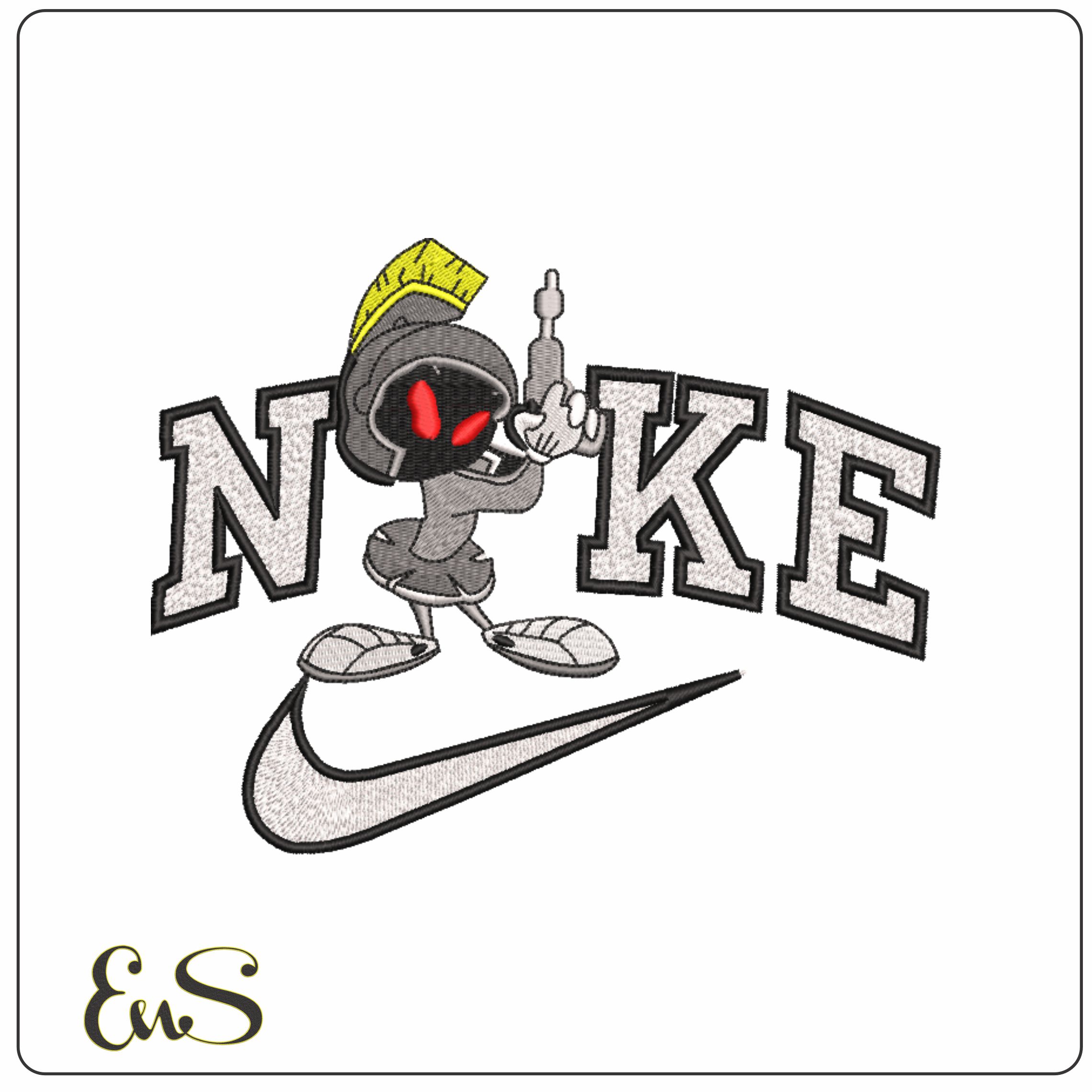 Nike Marvin the Martian with Gun- Elegant embroidery design file - instant download