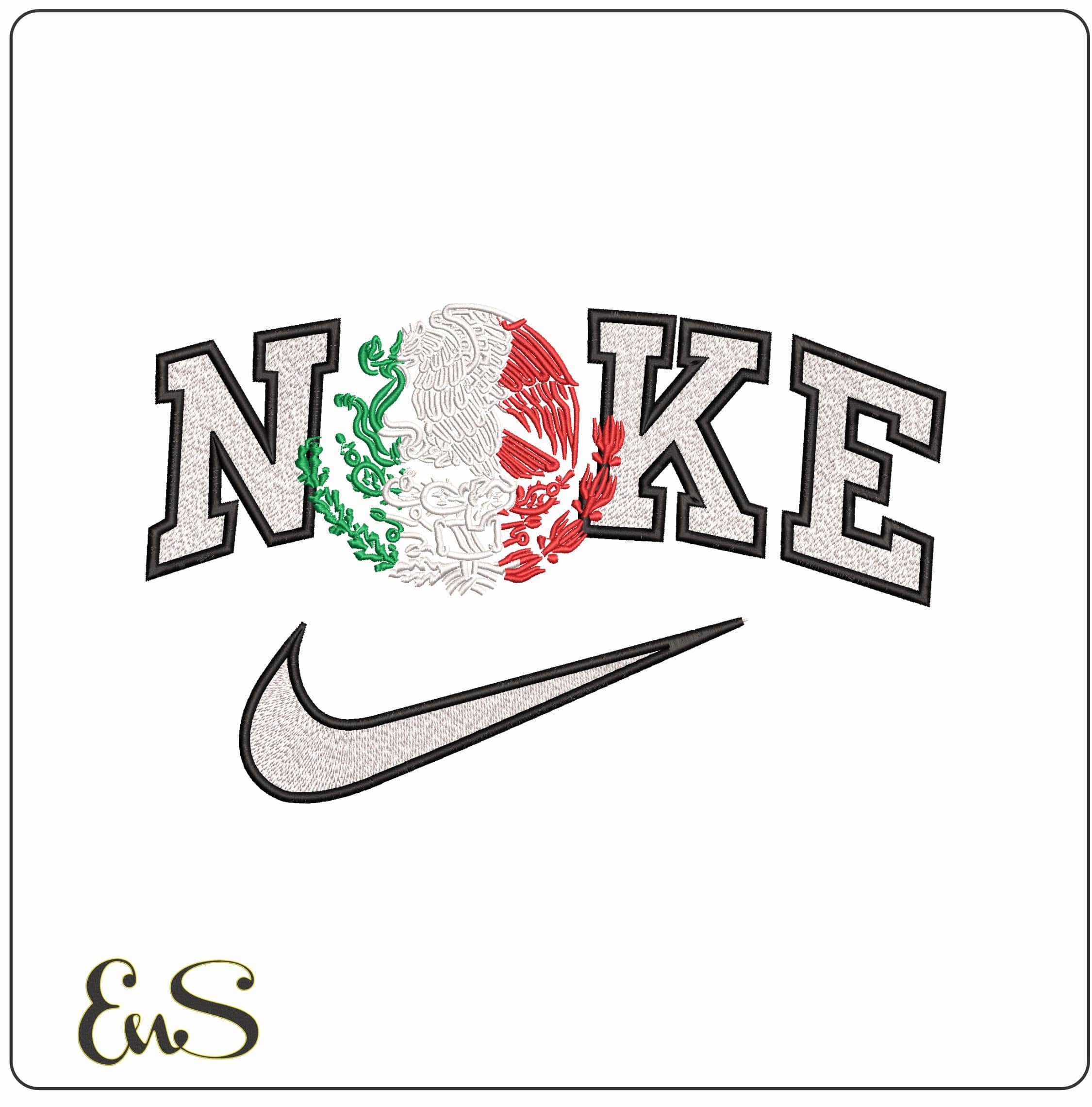 Nike Mexican Eagle- Elegant embroidery design file - instant download